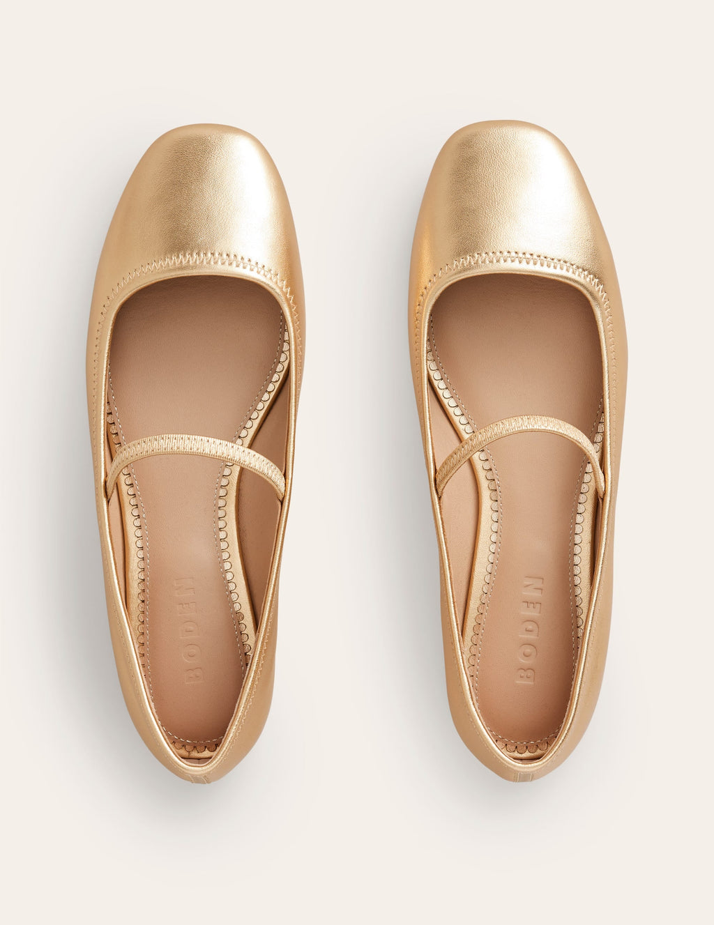 Thea Mary Jane Ballet Flats-Gold Metallic Leather