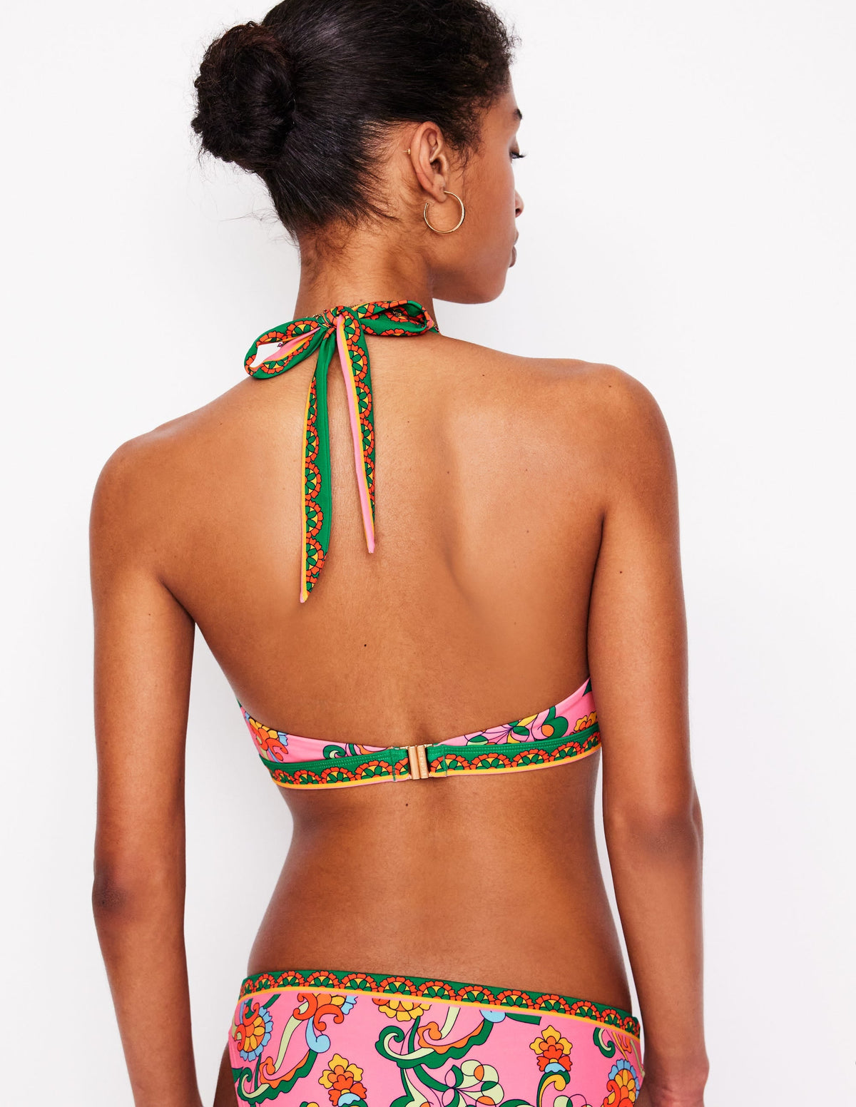 Ios V Panel Bikini Top-Pink Rose, Foliage Trail