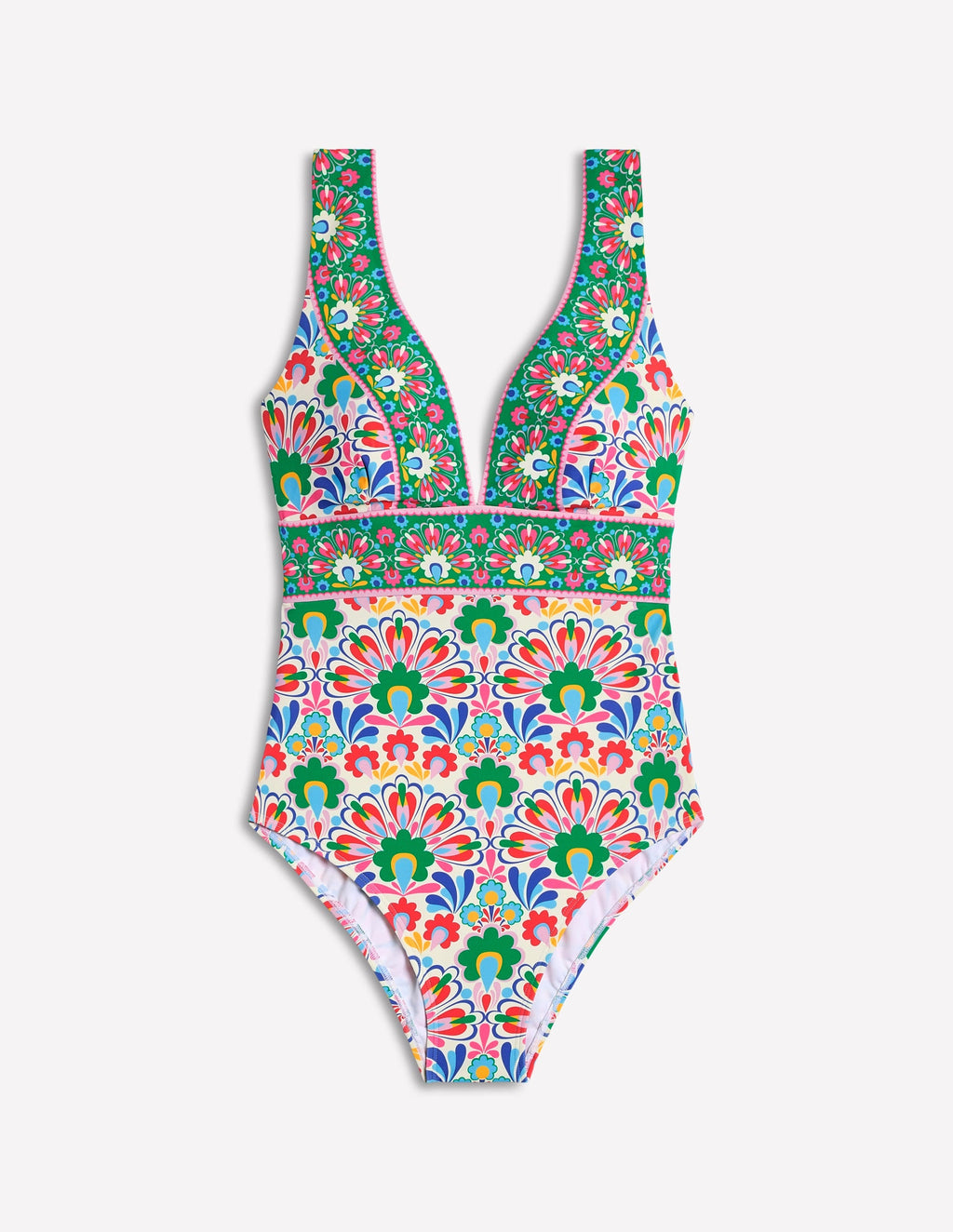 Porto V-neck Swimsuit-Multi, Decorative Dandelion