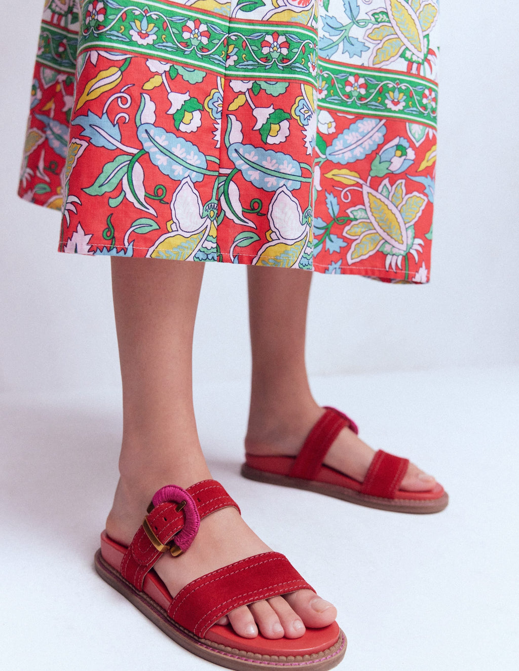 Caryl Double Strap Sandals-Post Box Red