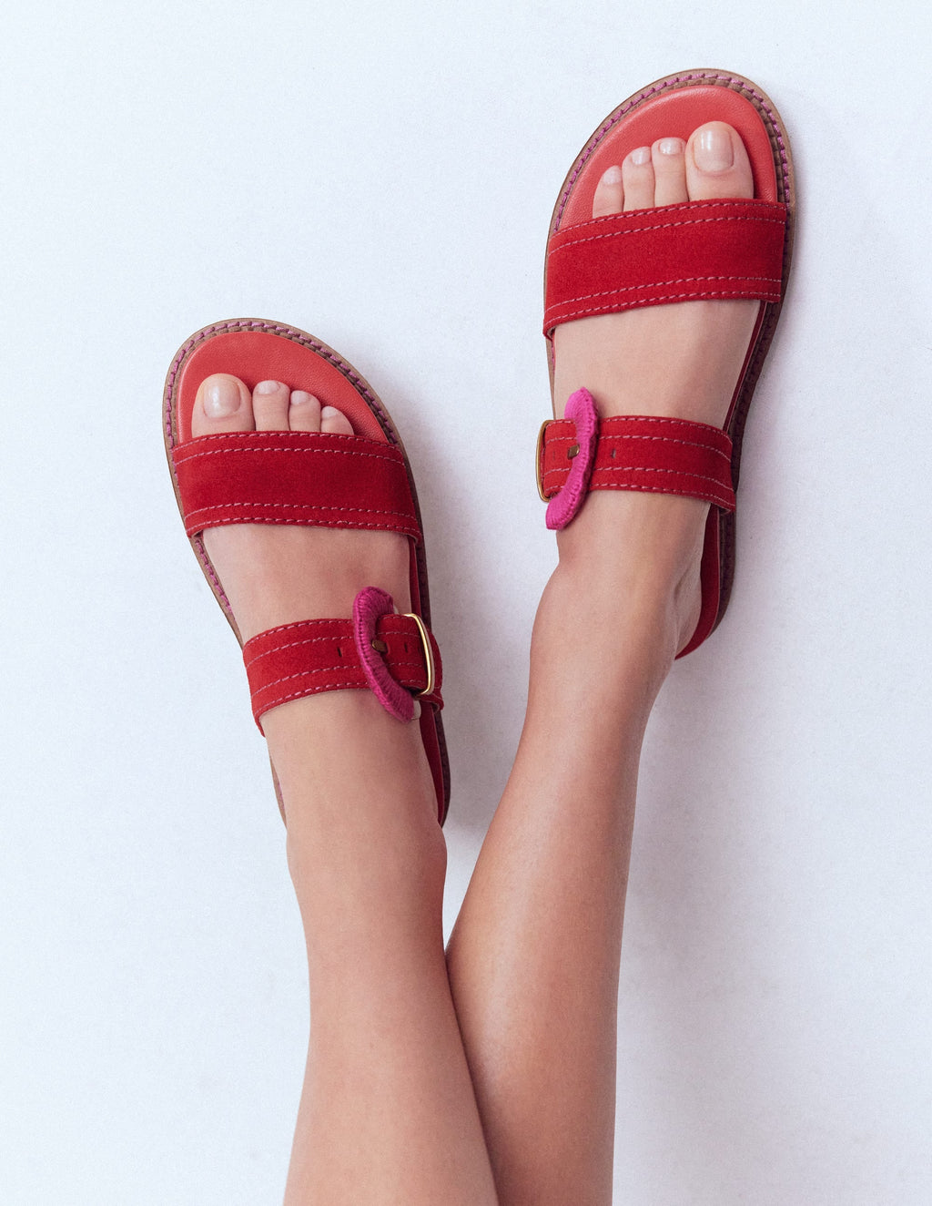 Caryl Double Strap Sandals-Post Box Red