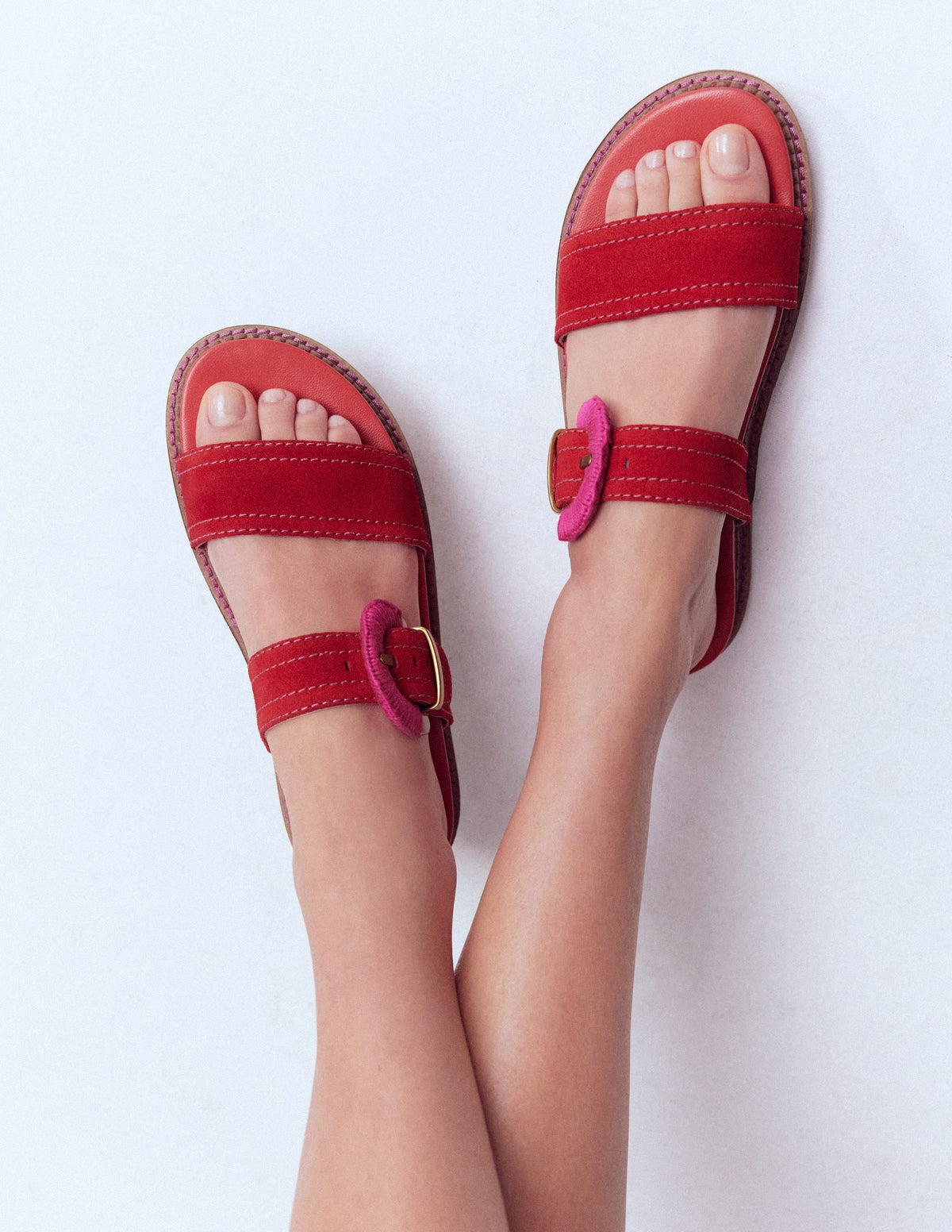 Caryl Double Strap Sandals-Post Box Red