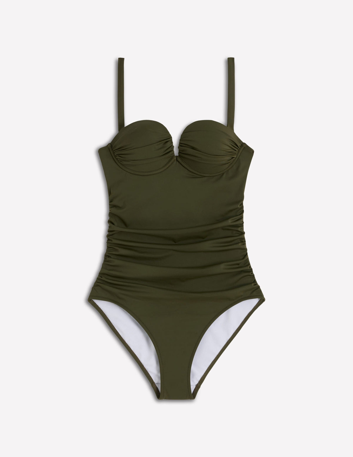 Pleated Cup Swimsuit-Olive