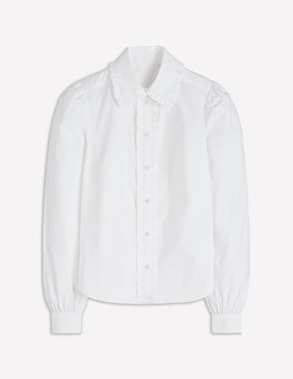Cara Cotton Shirt-White Ruffle