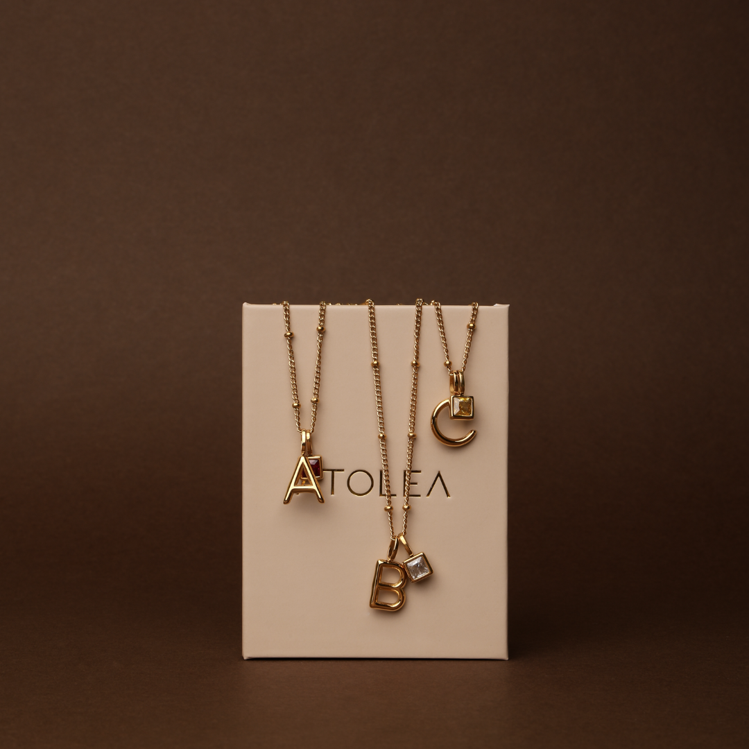 Initial & Birthstone Charm Necklace