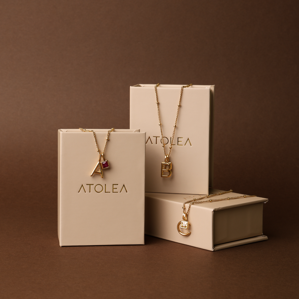 Initial & Birthstone Charm Necklace