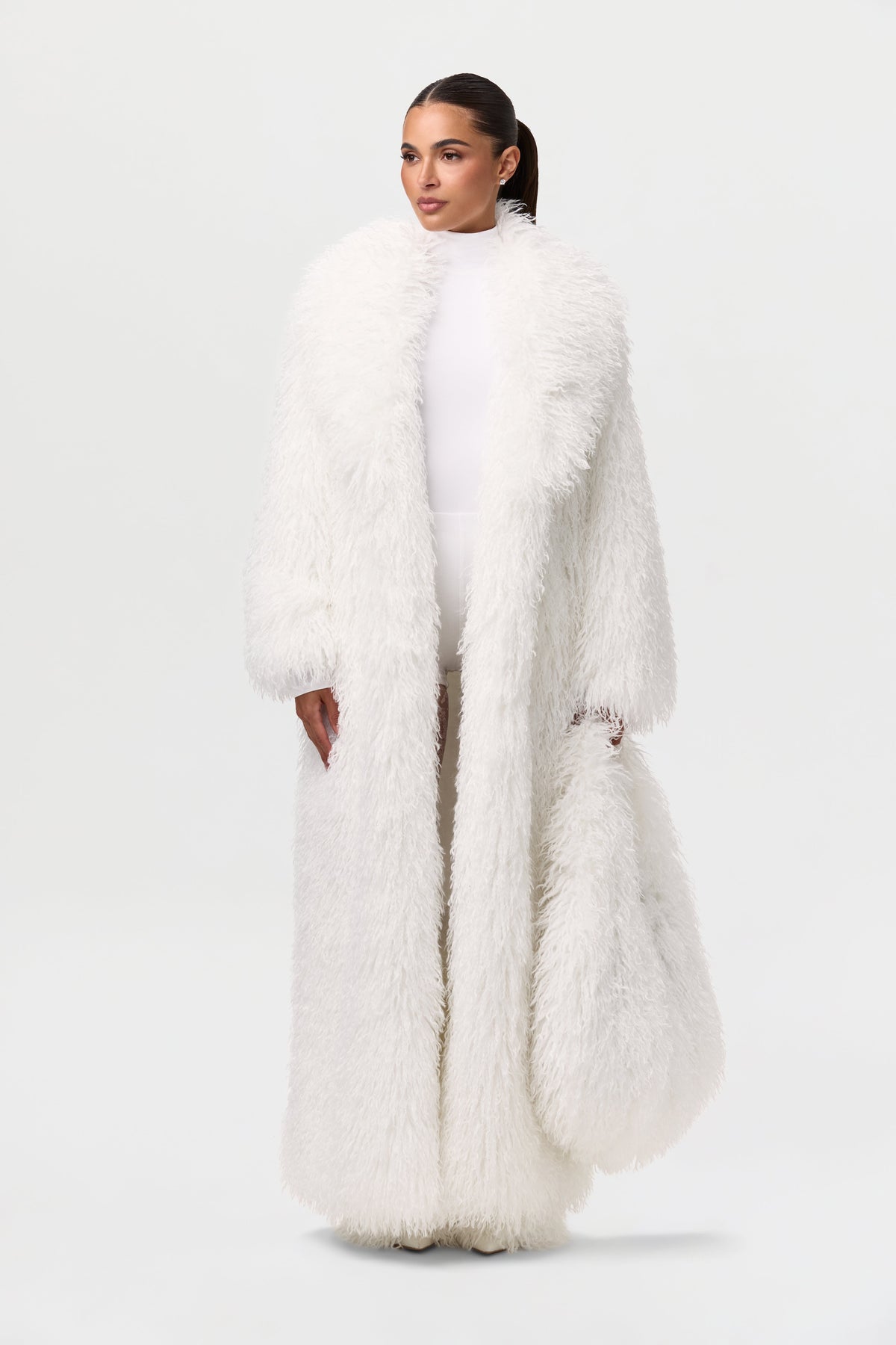 Faux Fur Plush Long Coat