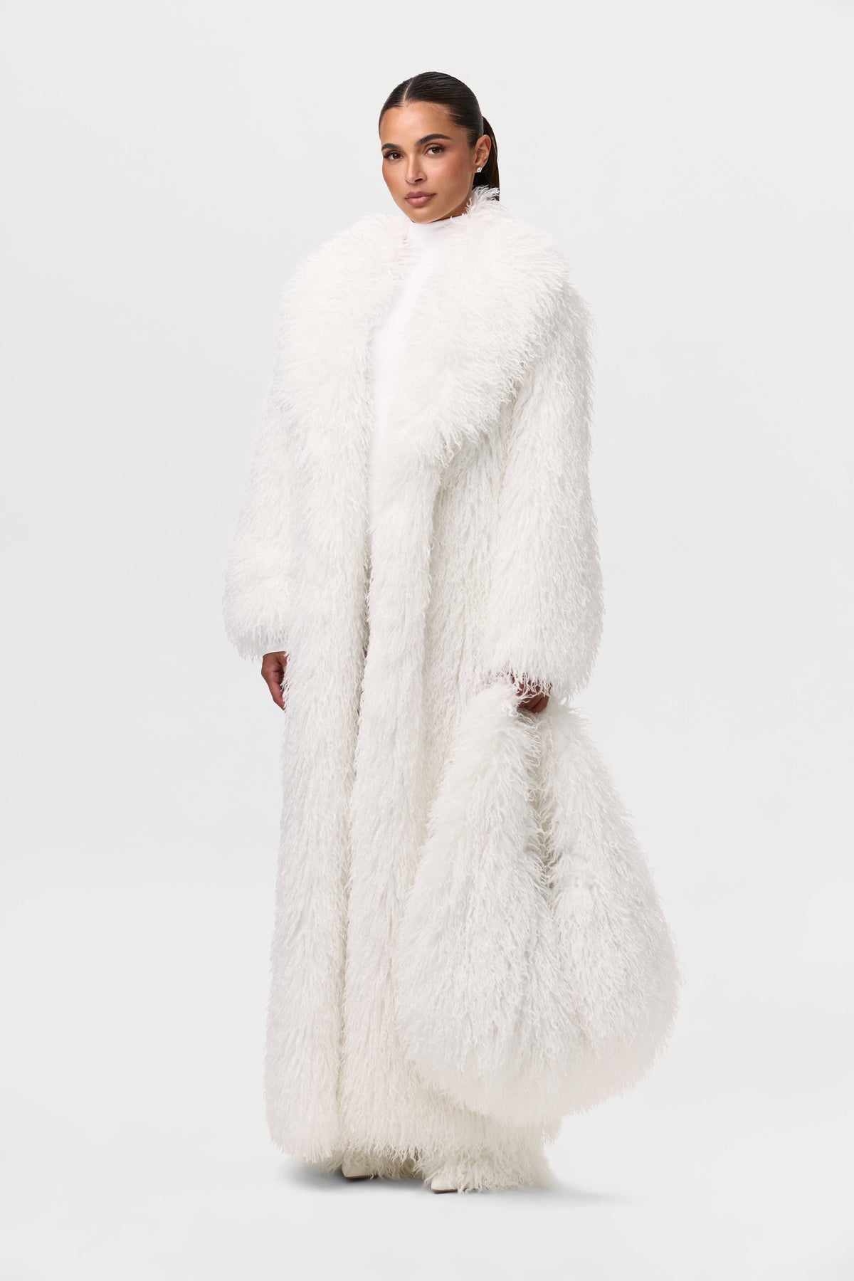 Faux Fur Plush Long Coat