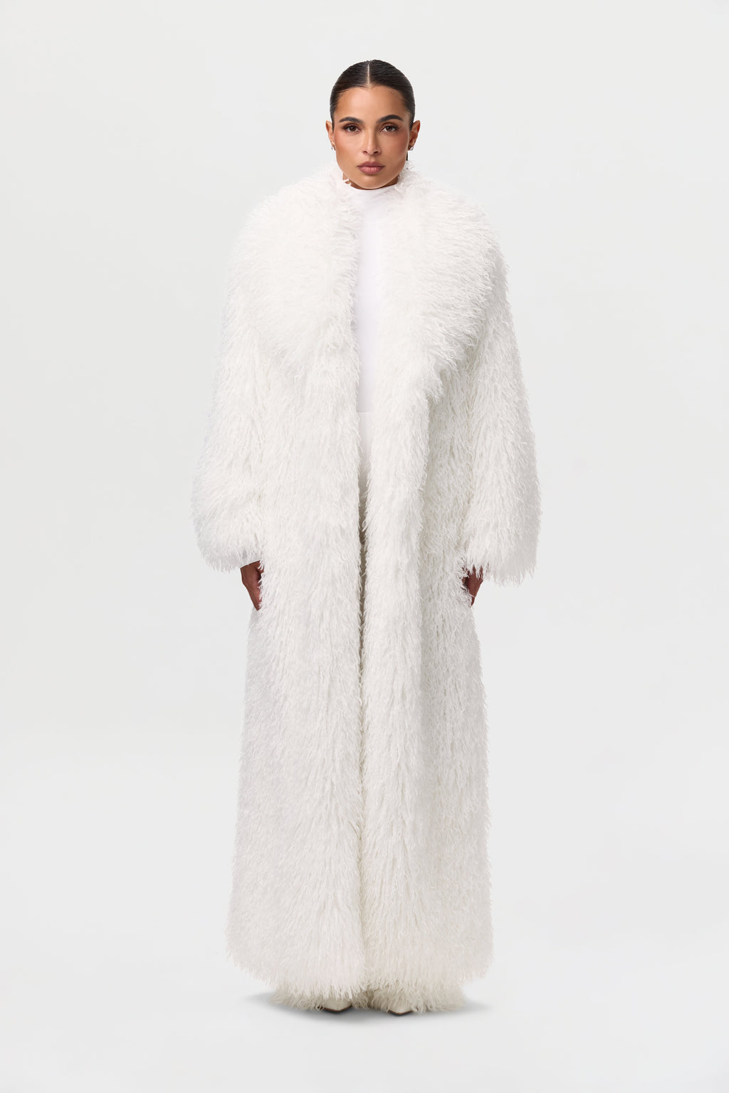 Faux Fur Plush Long Coat