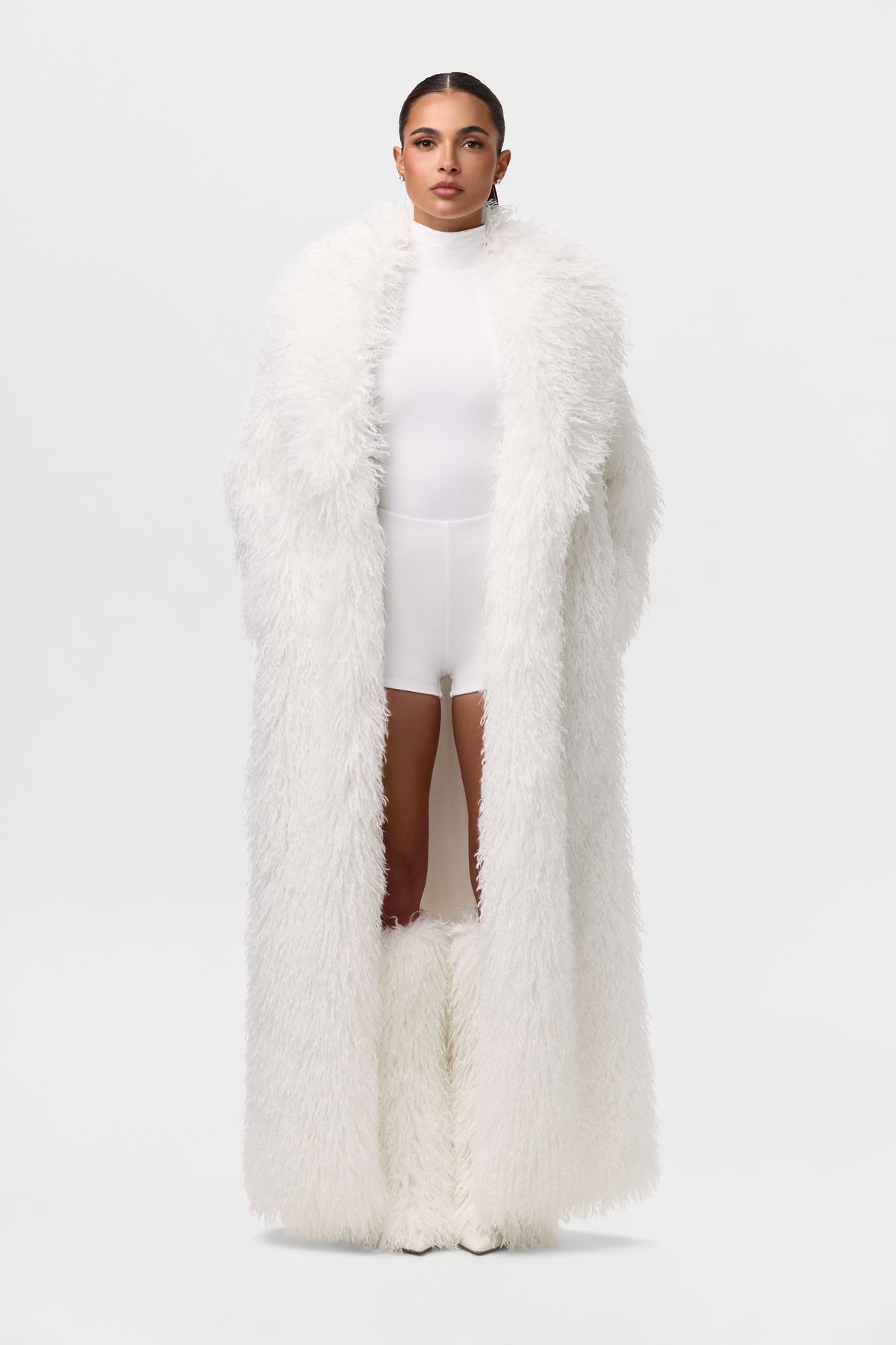 Faux Fur Plush Long Coat
