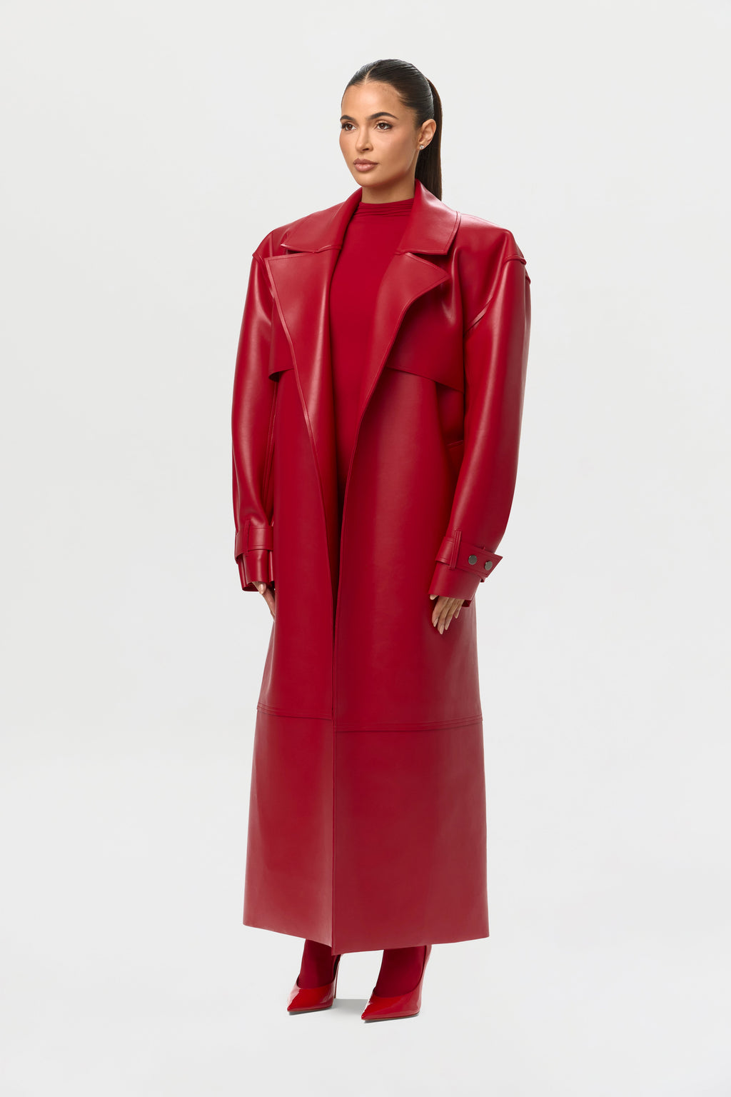 Vegan Leather Trench Coat