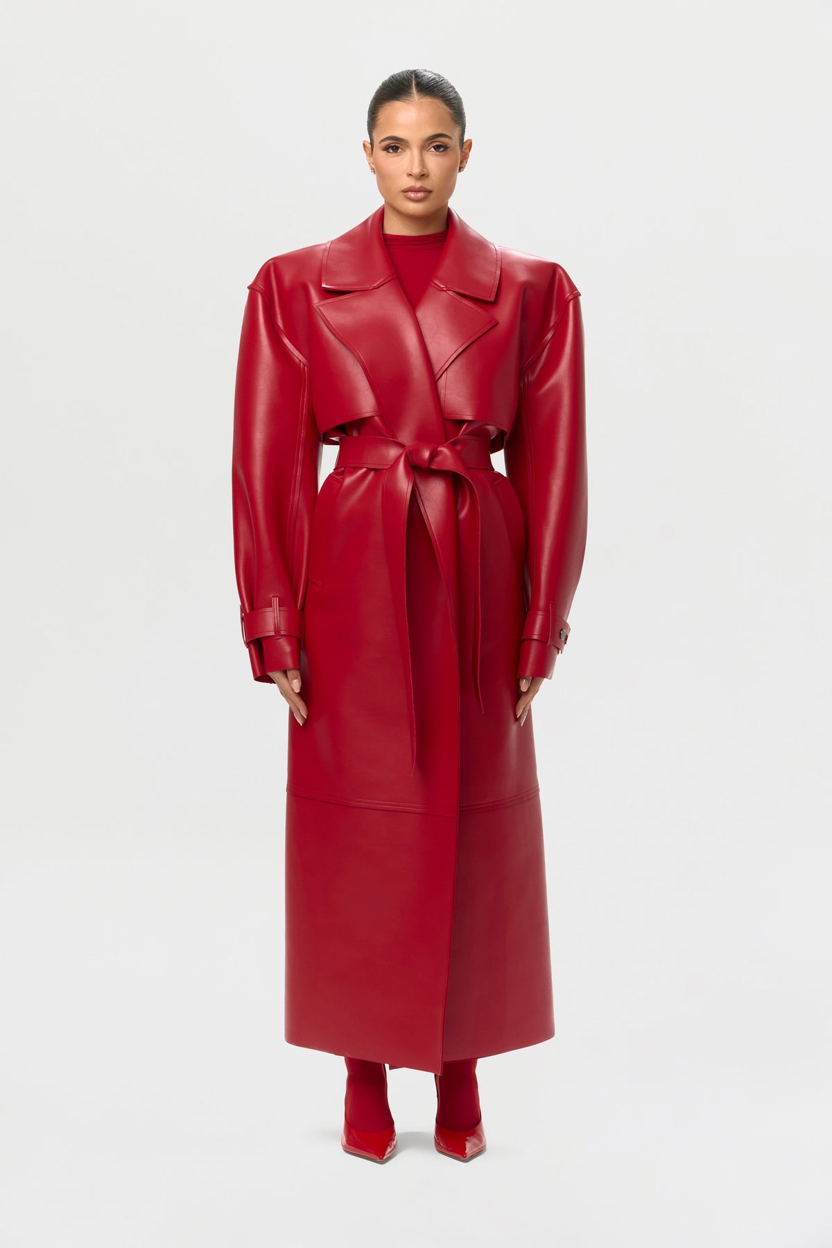 Vegan Leather Trench Coat