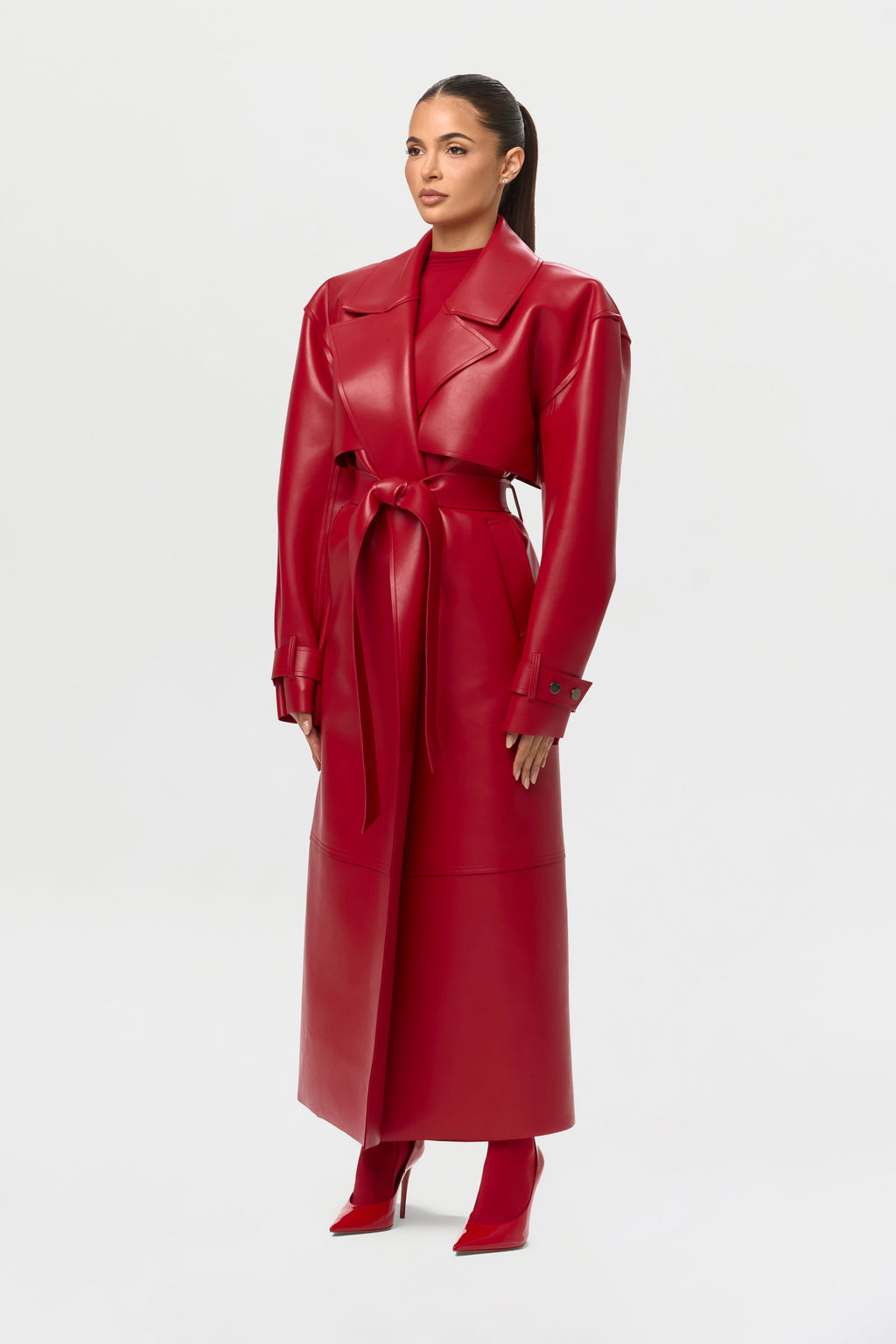 Vegan Leather Trench Coat