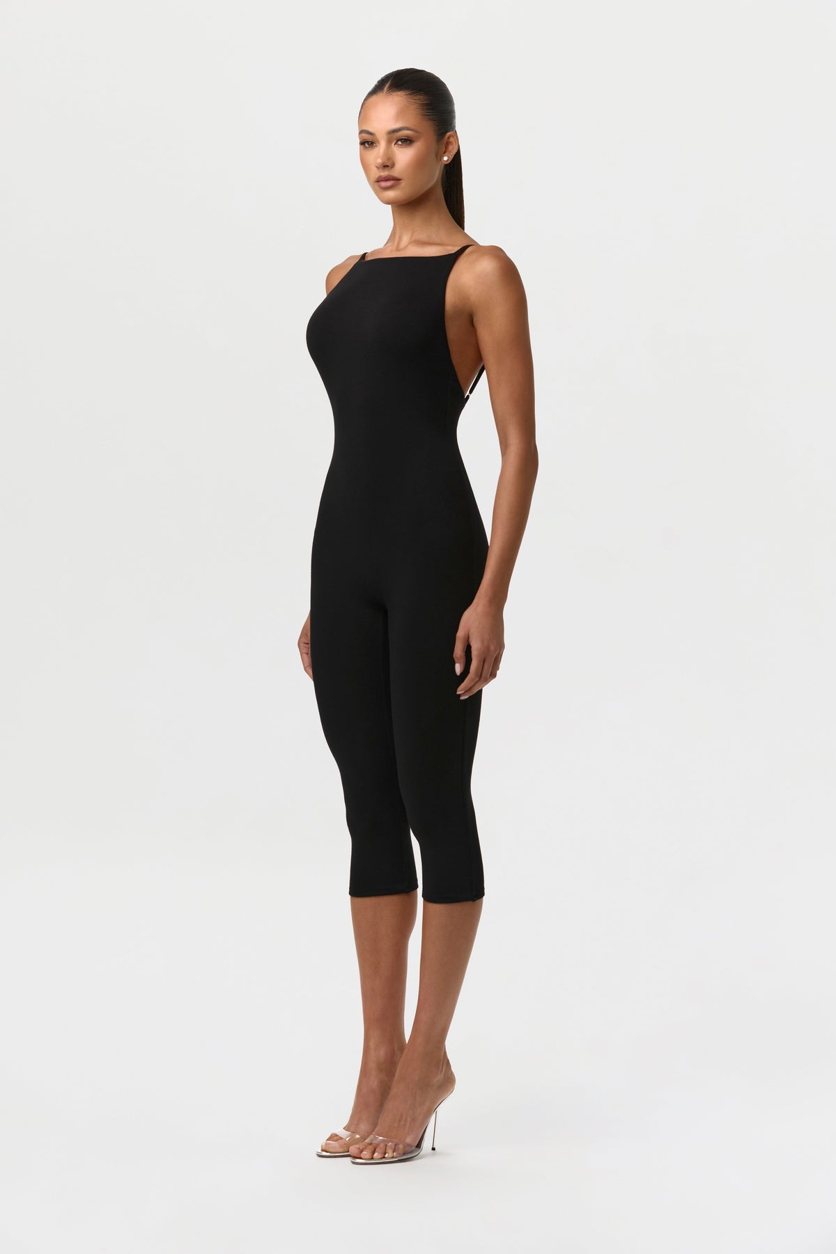 Smooth Open Back Capri Jumpsuit
