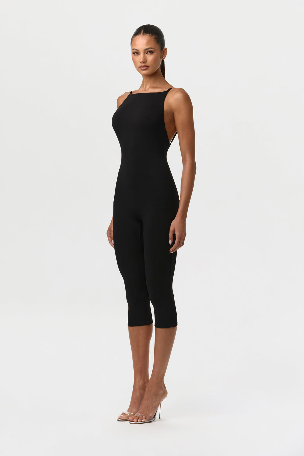 Smooth Open Back Capri Jumpsuit
