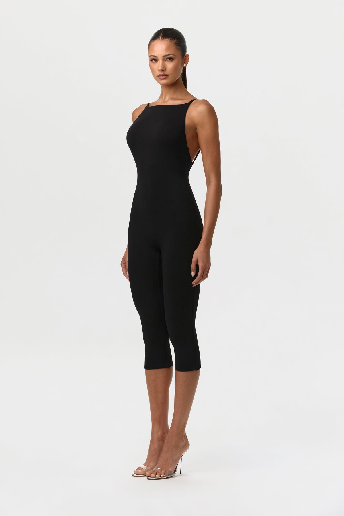 Smooth Open Back Capri Jumpsuit