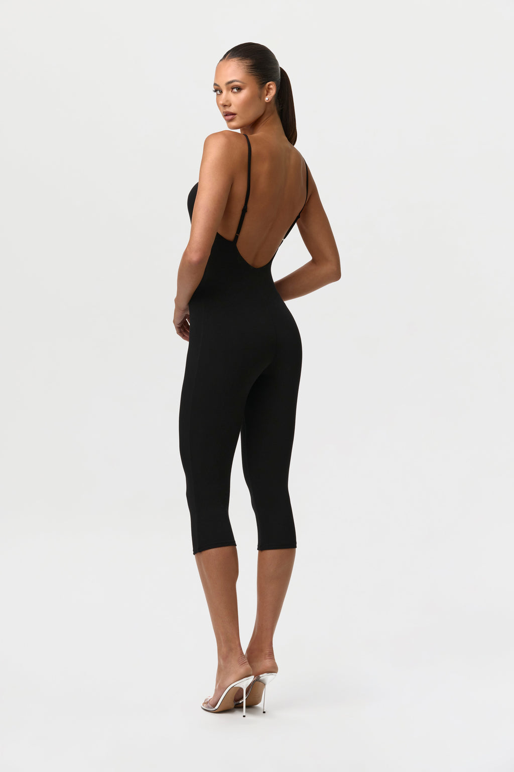 Smooth Open Back Capri Jumpsuit