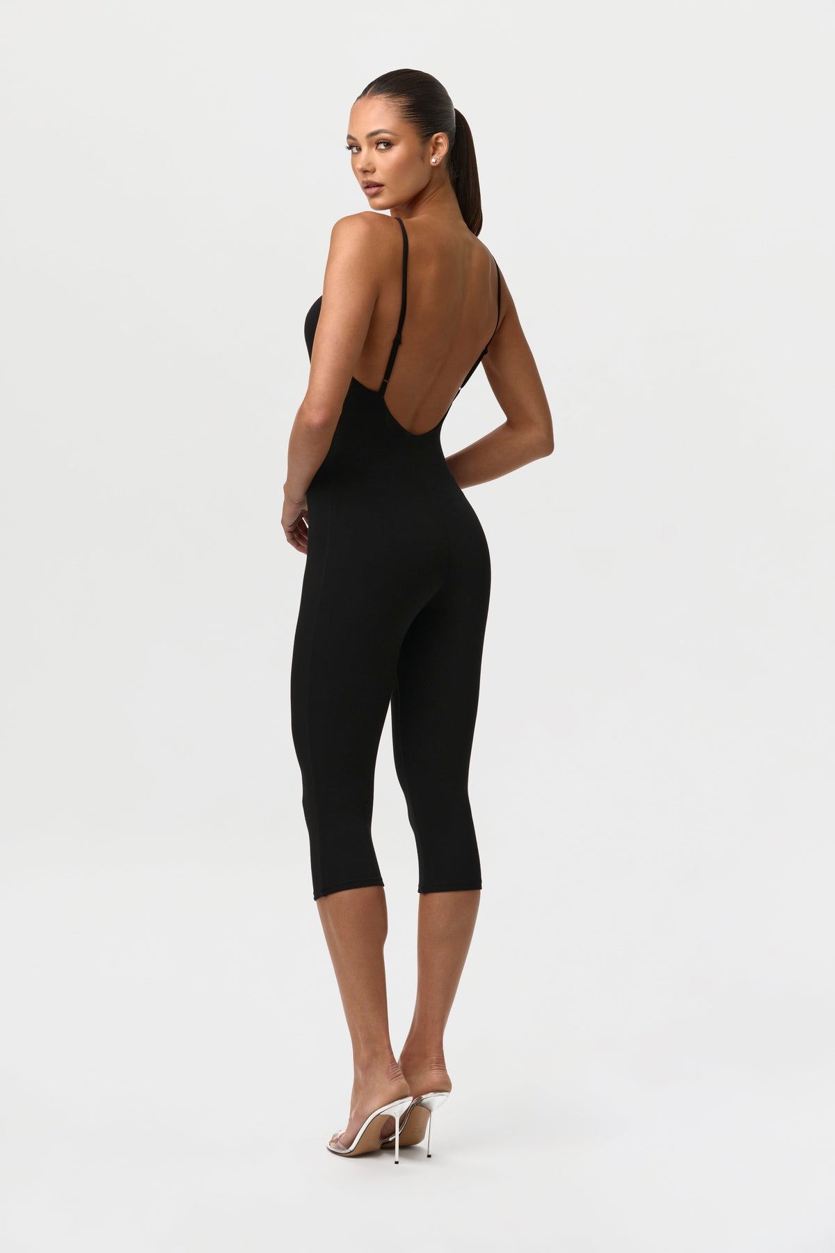 Smooth Open Back Capri Jumpsuit