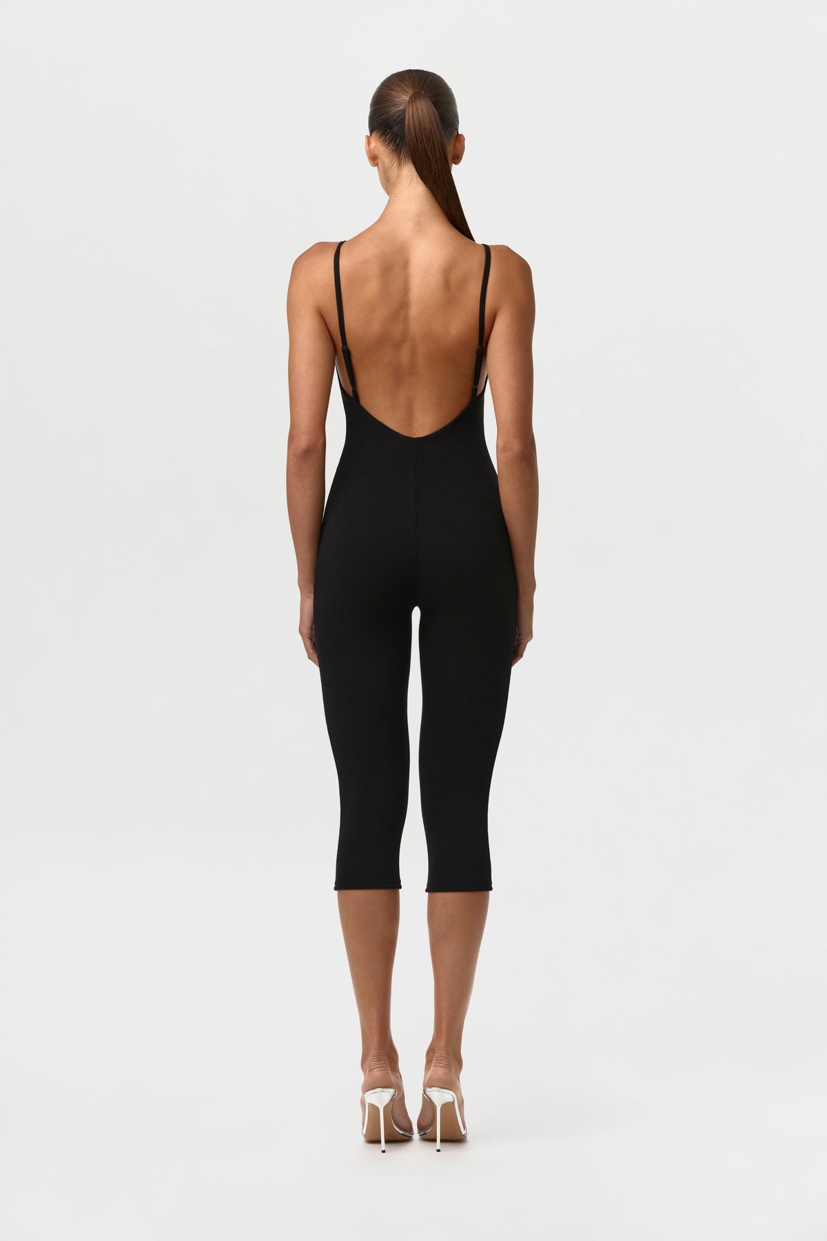 Smooth Open Back Capri Jumpsuit