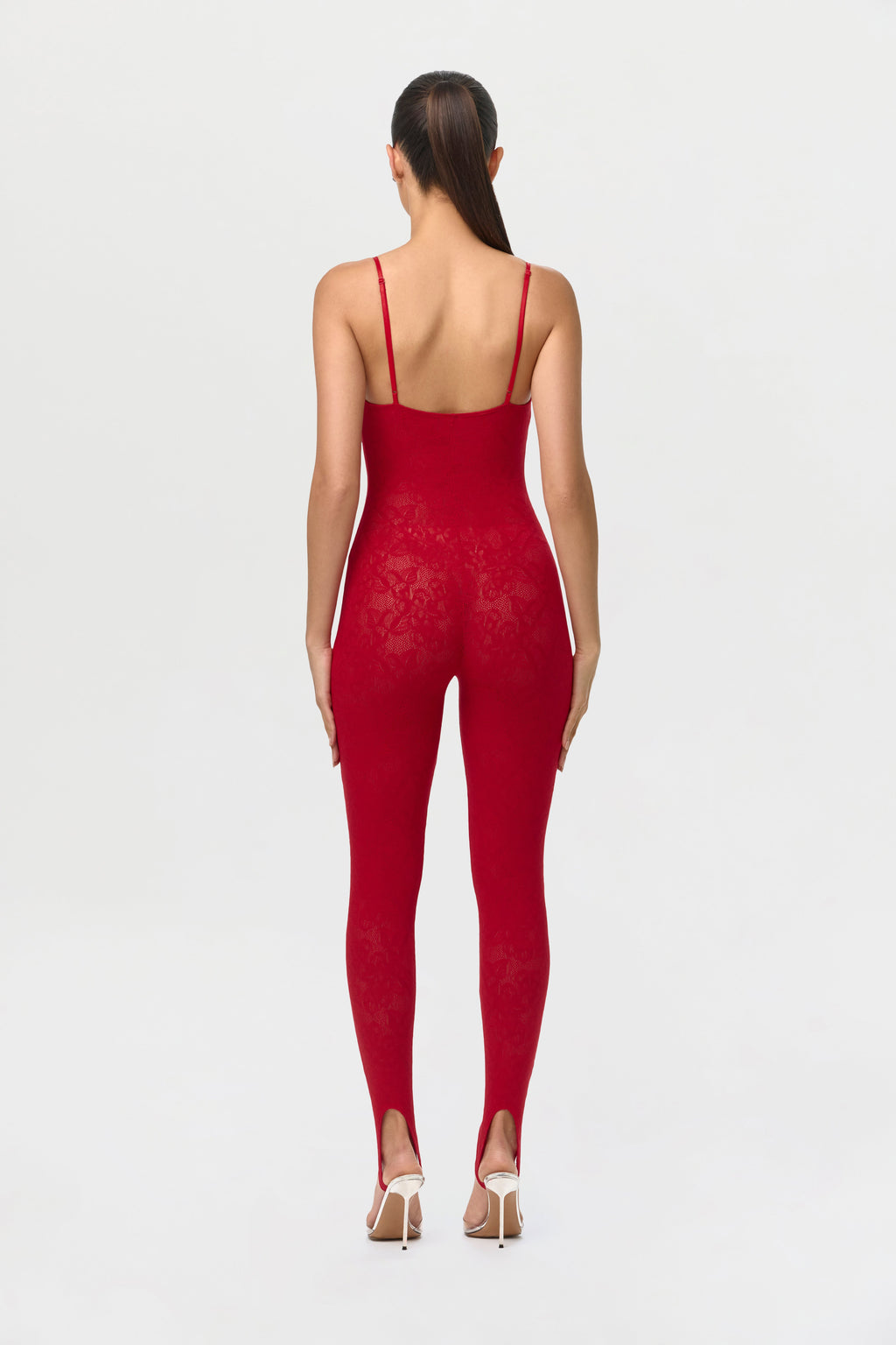 Stretch Lace Tank Stirrup Jumpsuit