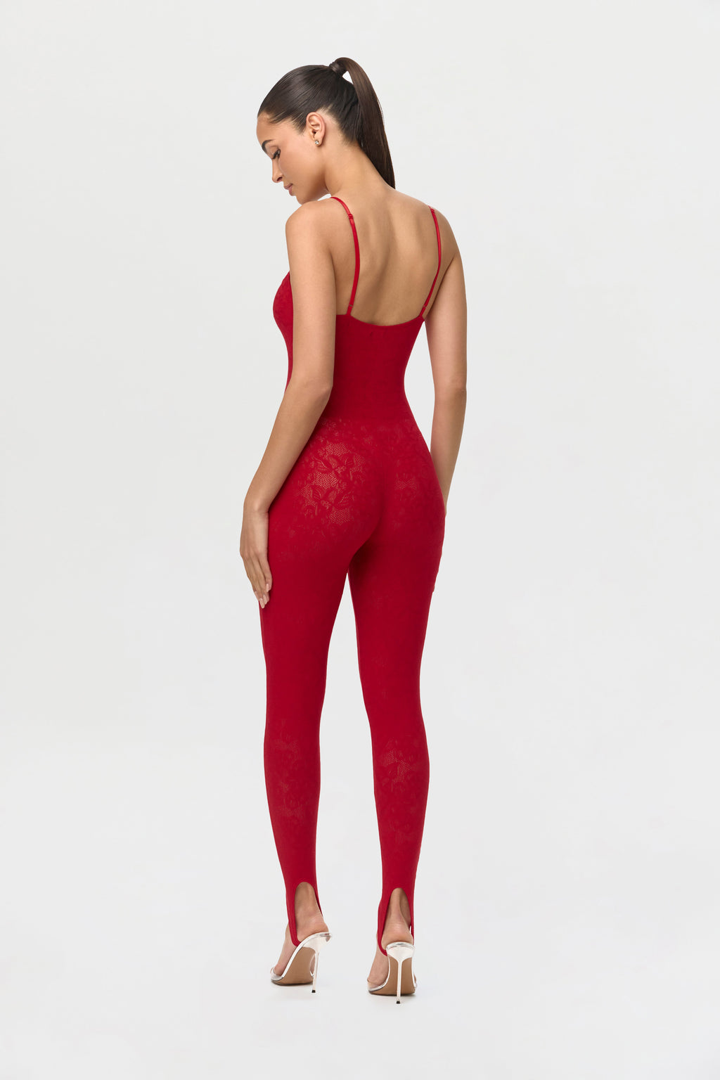 Stretch Lace Tank Stirrup Jumpsuit