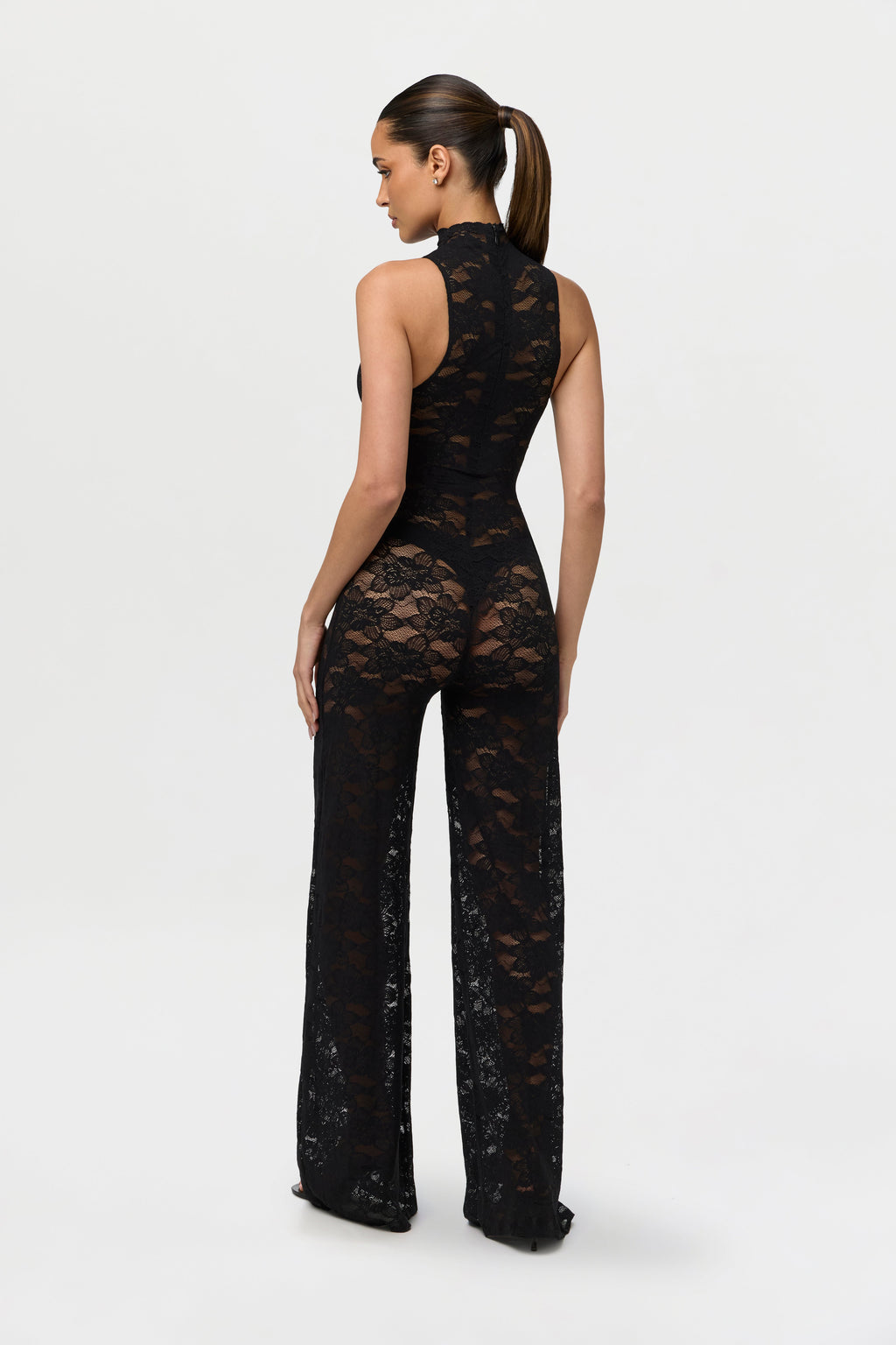 Stretch Lace Wide-Leg Jumpsuit