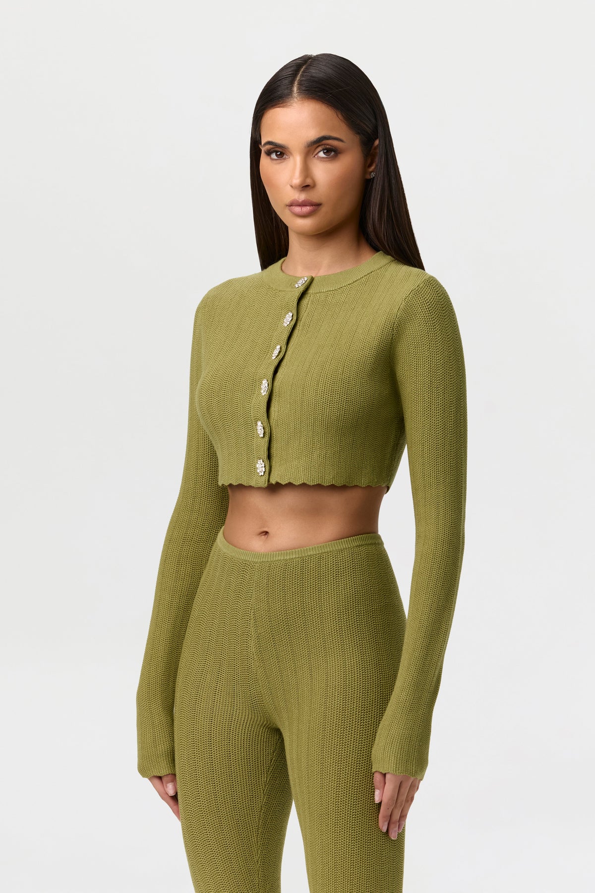 Knit Button Up Crop Cardigan