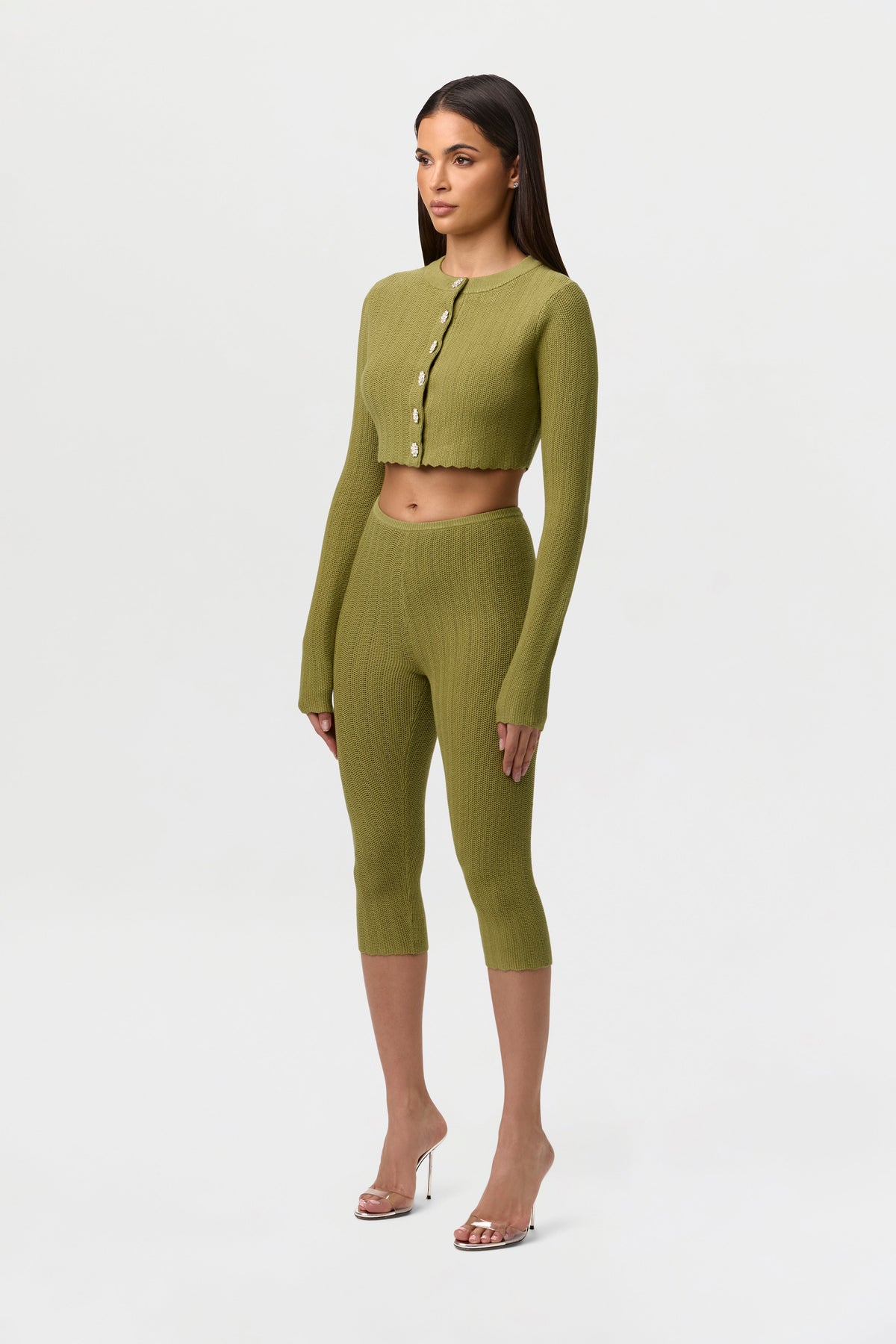 Knit Button Up Crop Cardigan