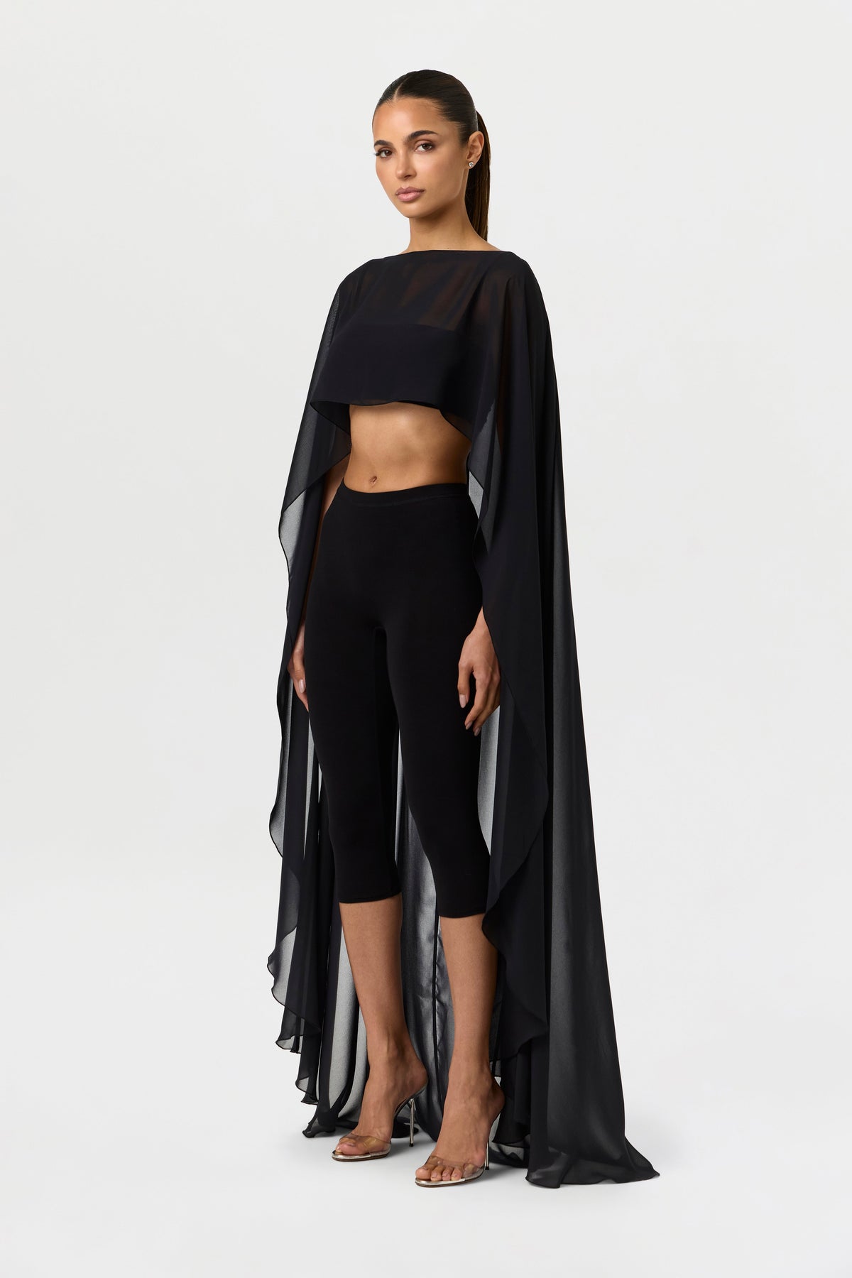 Chiffon Cape Crop Top