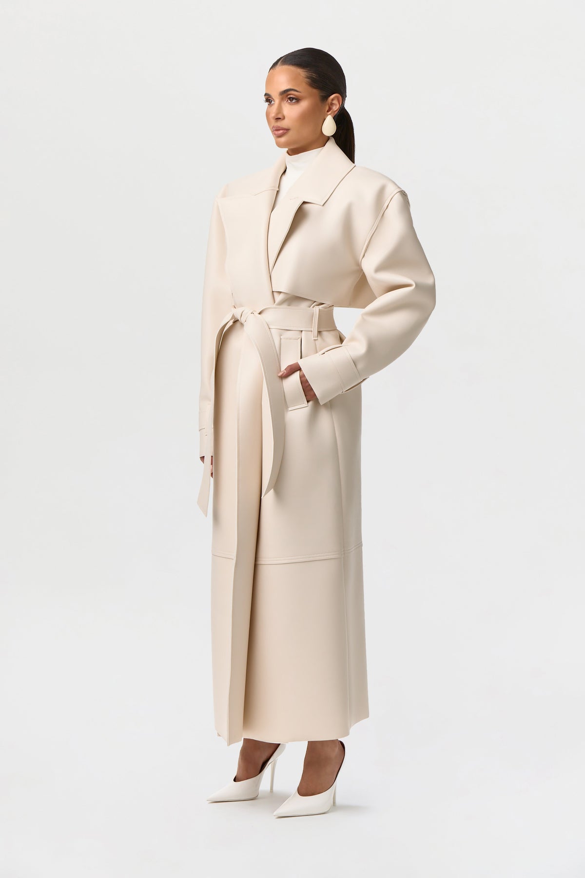 Vegan Leather Trench Coat