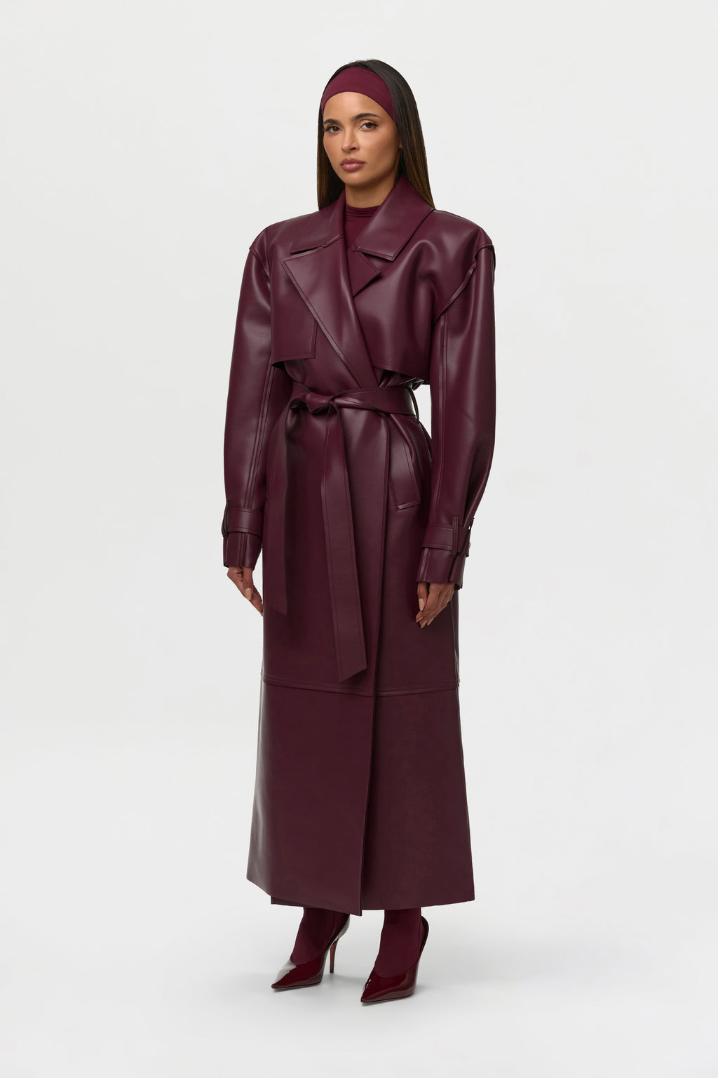 Vegan Leather Trench Coat