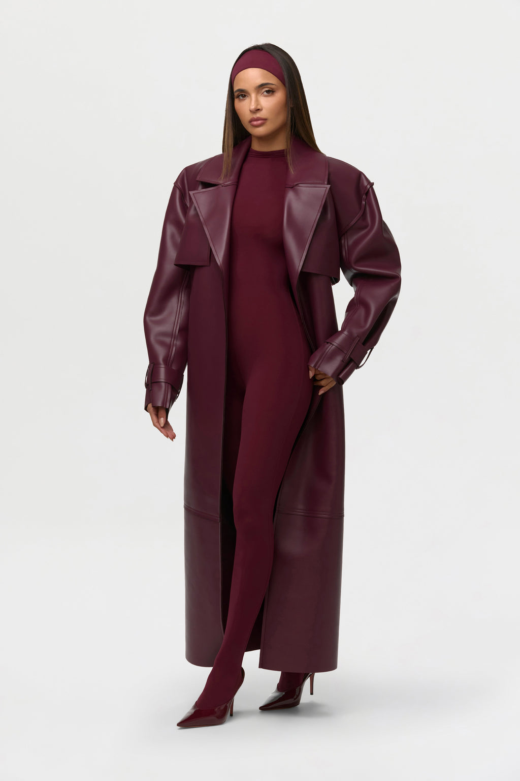 Vegan Leather Trench Coat