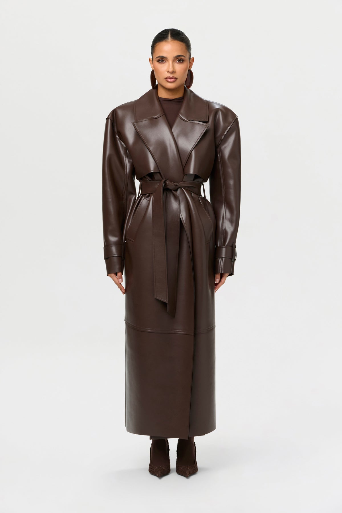 Vegan Leather Trench Coat