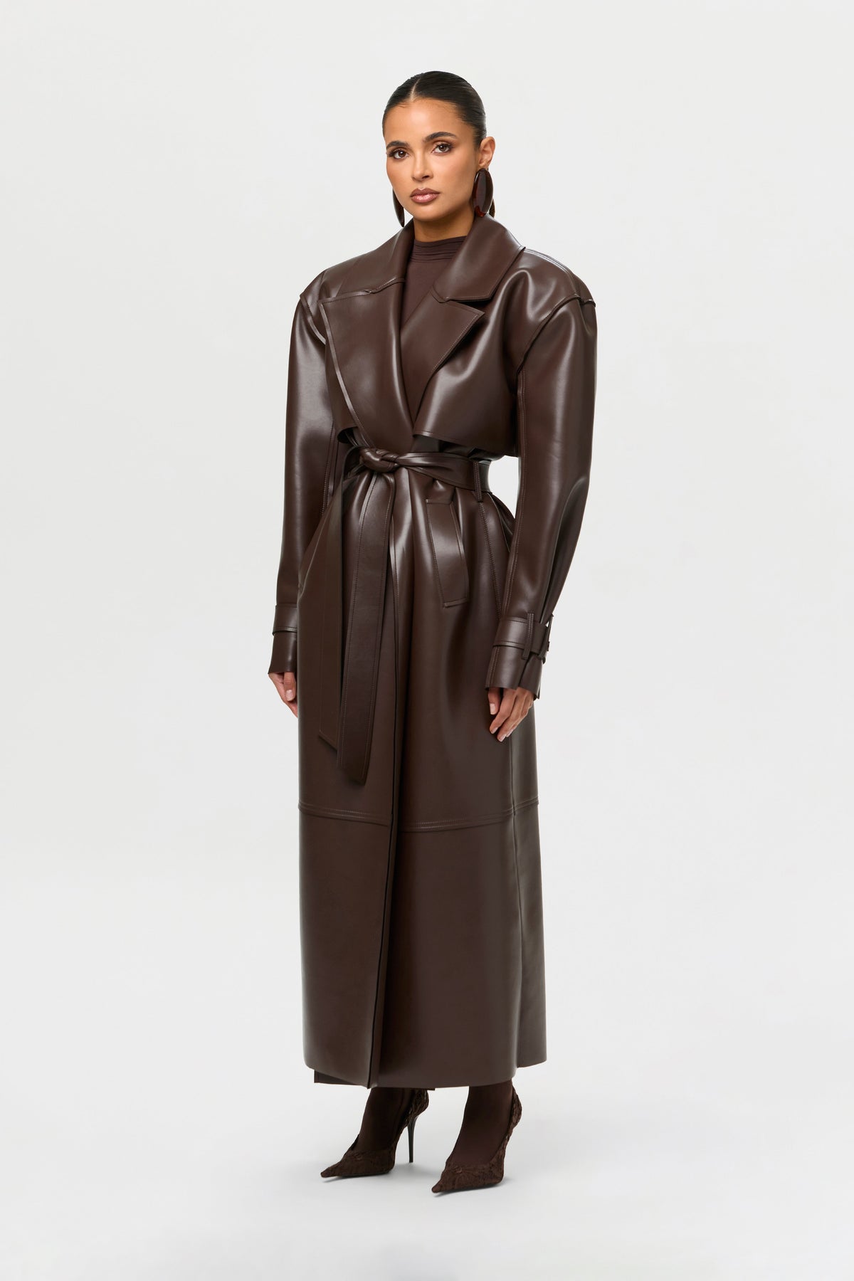 Vegan Leather Trench Coat
