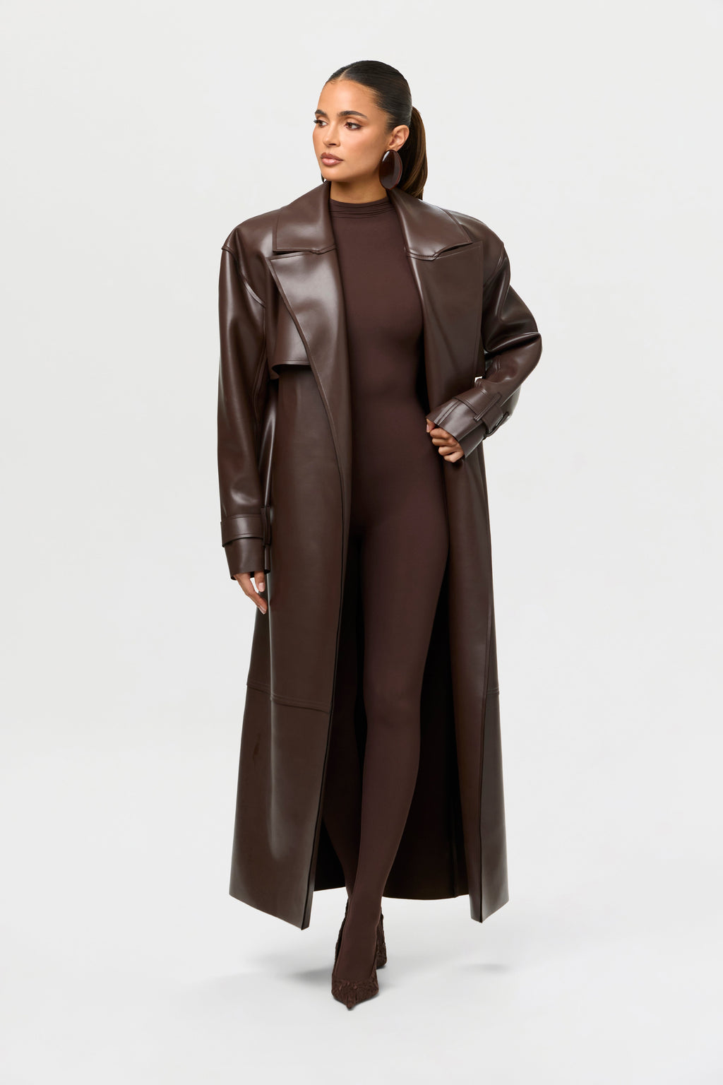 Vegan Leather Trench Coat