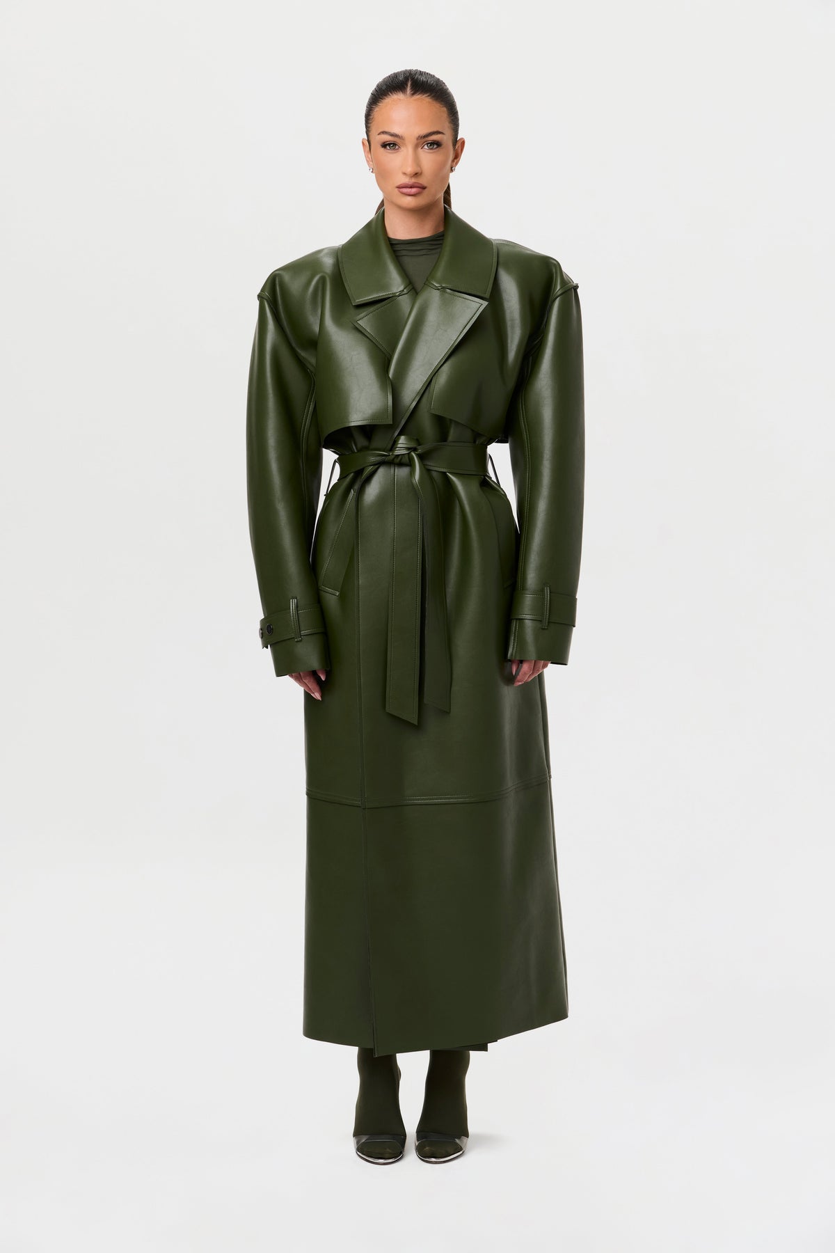 Vegan Leather Trench Coat