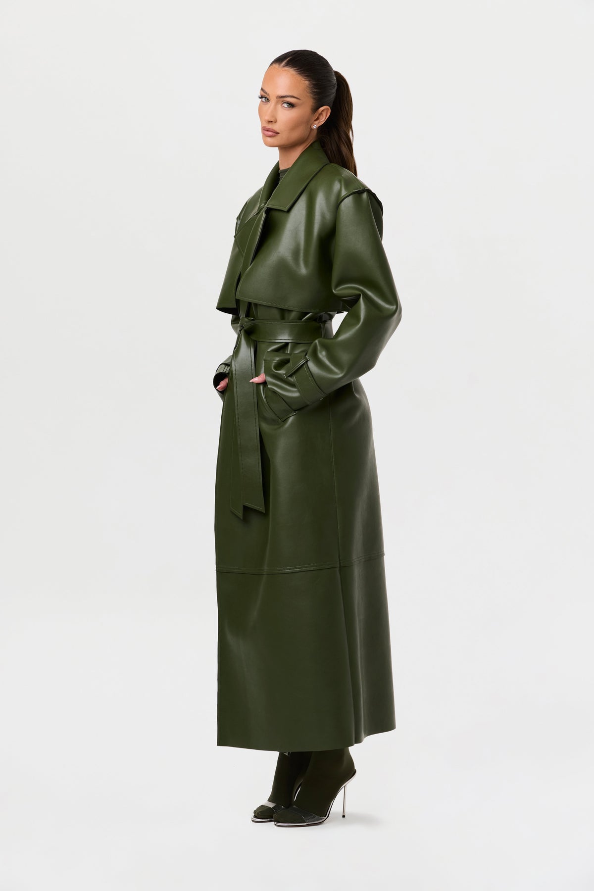 Vegan Leather Trench Coat