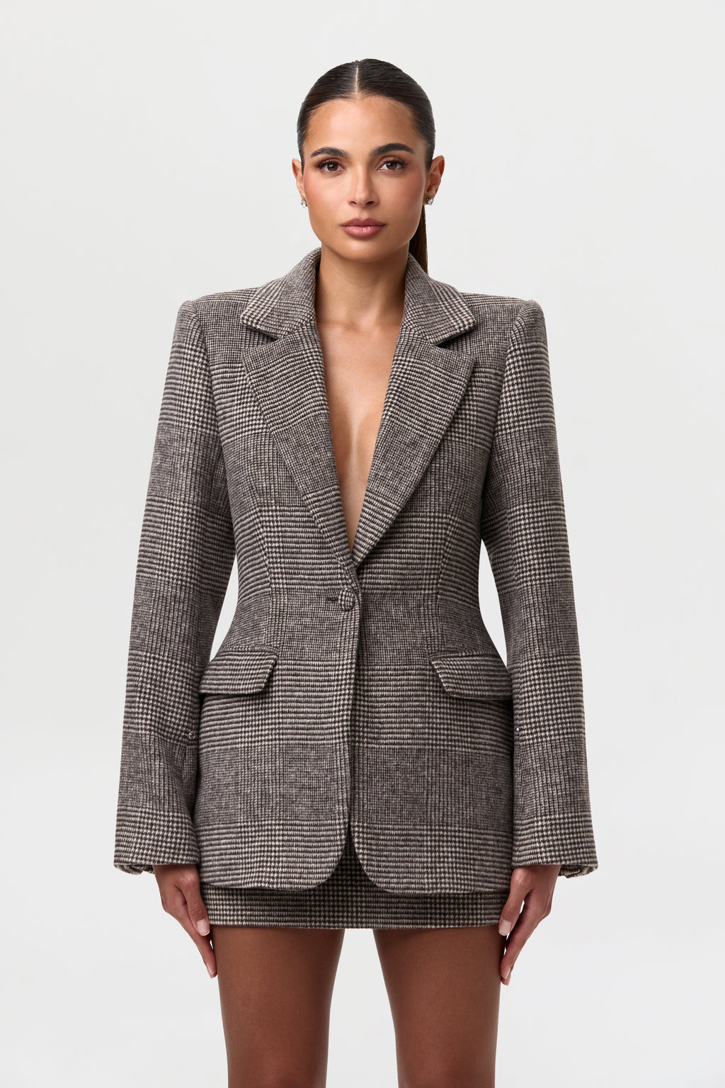 Suiting Plaid Houndstooth Mini Skirt