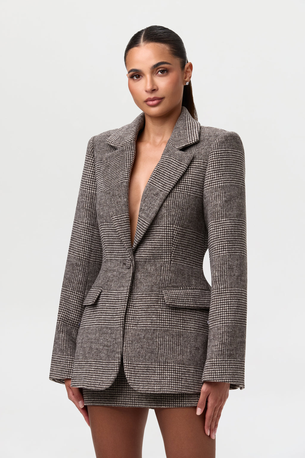 Suiting Plaid Houndstooth Mini Skirt