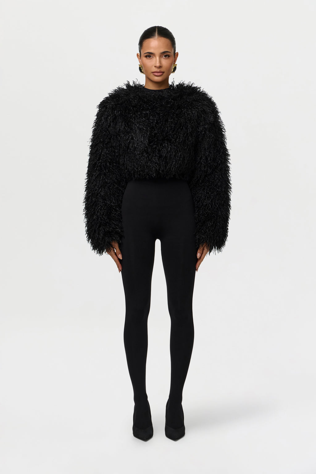 Faux Fur Plush Cropped Jacket