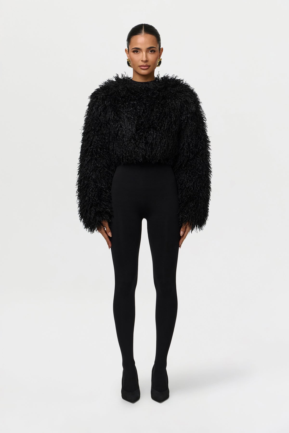 Faux Fur Plush Cropped Jacket