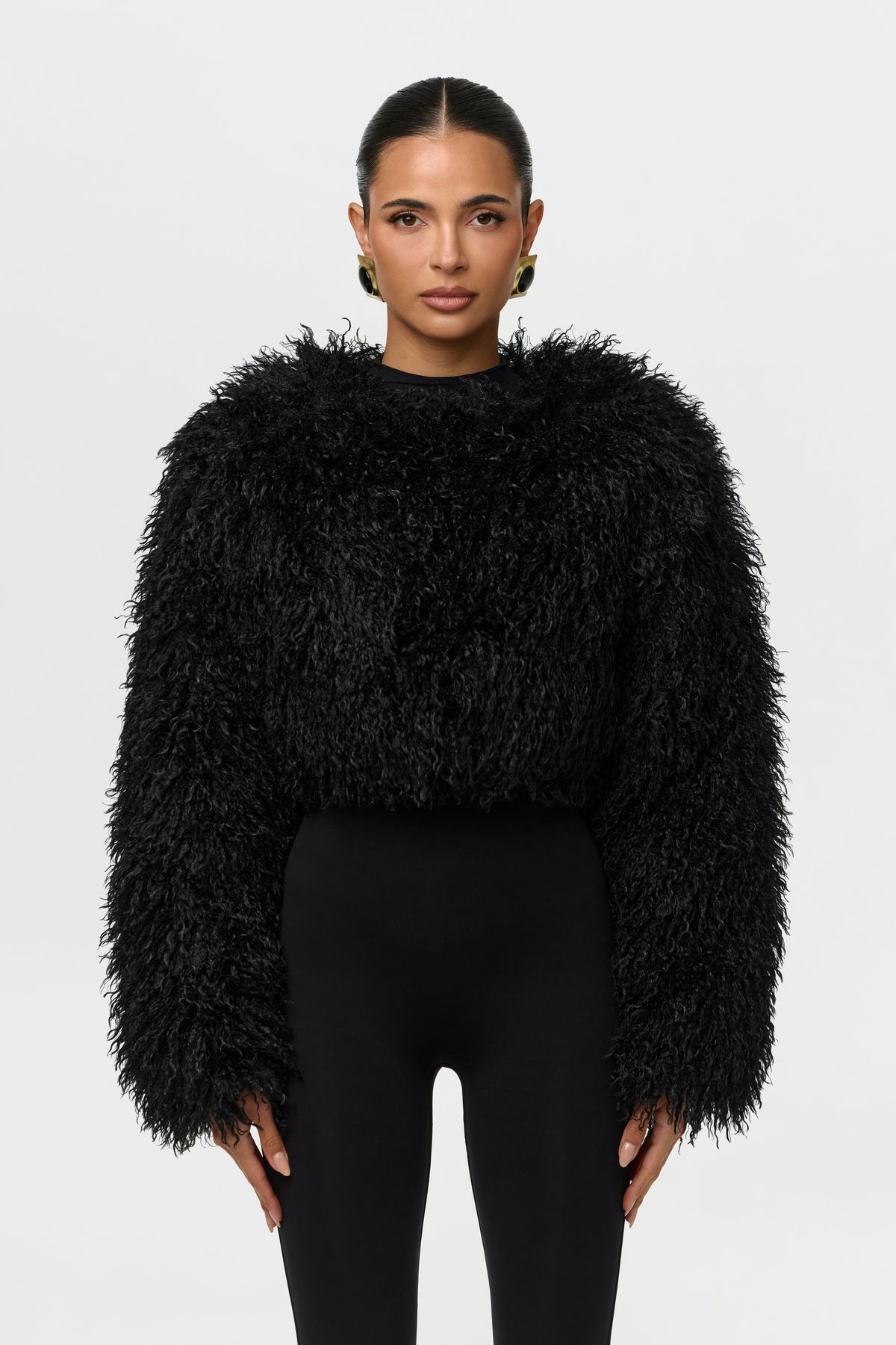 Faux Fur Plush Cropped Jacket
