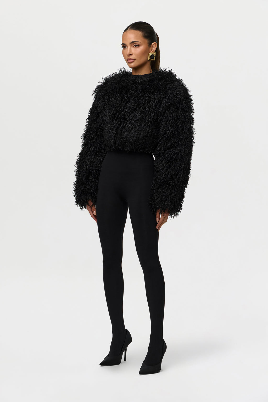 Faux Fur Plush Cropped Jacket