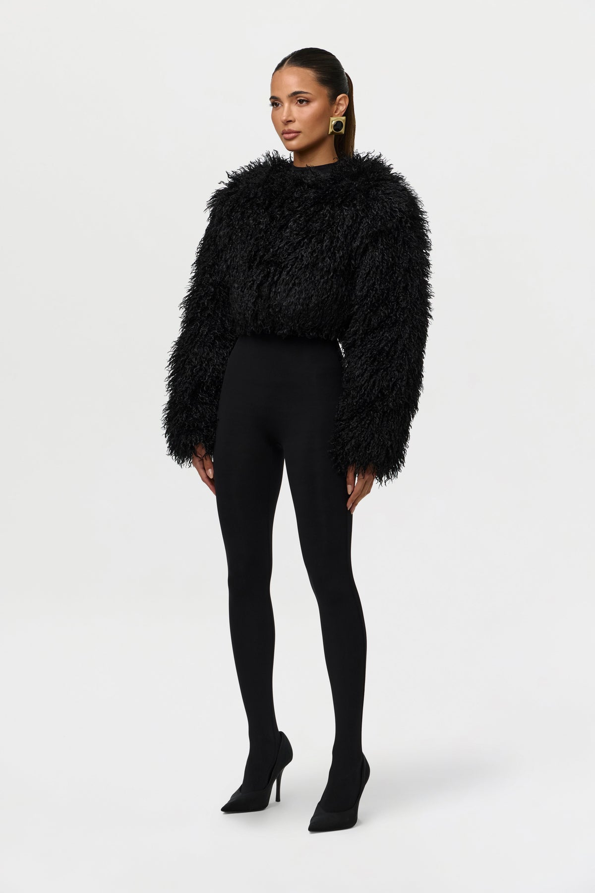 Faux Fur Plush Cropped Jacket