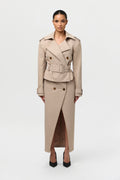 Twill Belted Trench Skirt