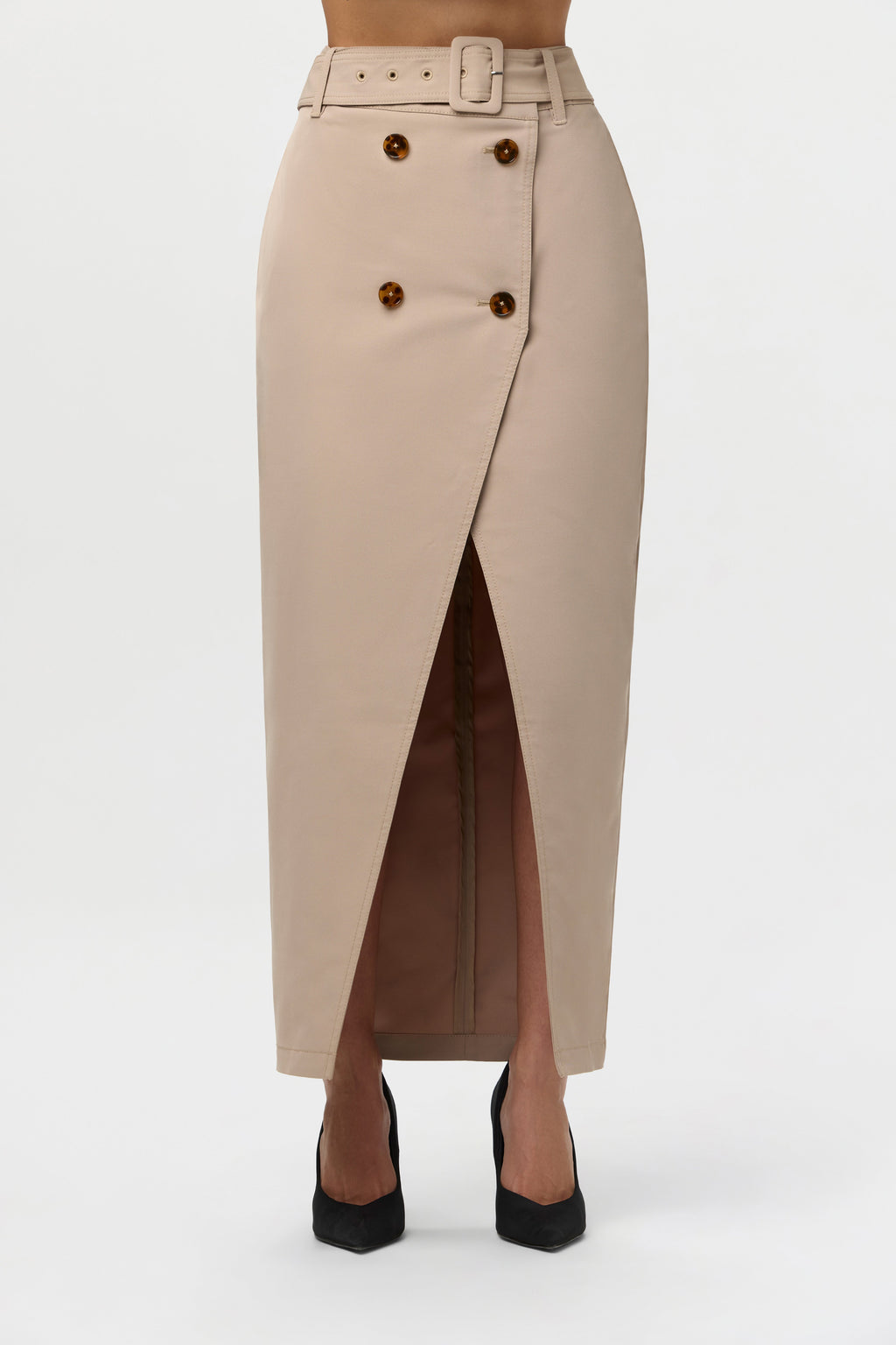 Twill Belted Trench Skirt