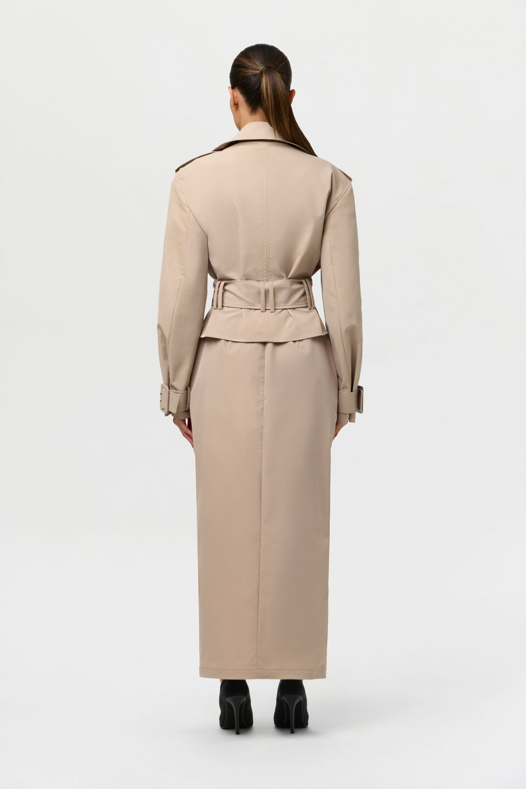 Twill Belted Trench Skirt
