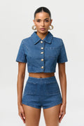 Denim Button Up Crop Top