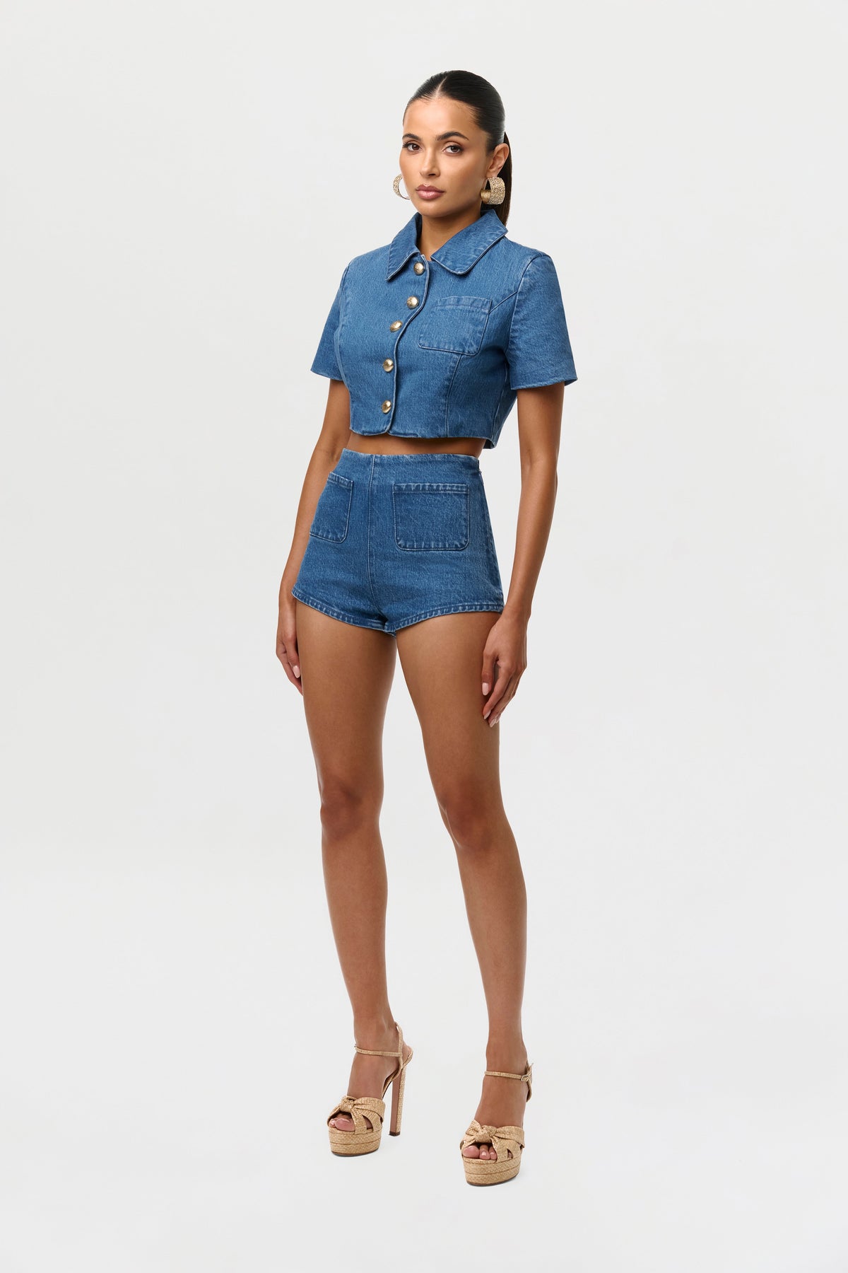 Denim Button Up Crop Top