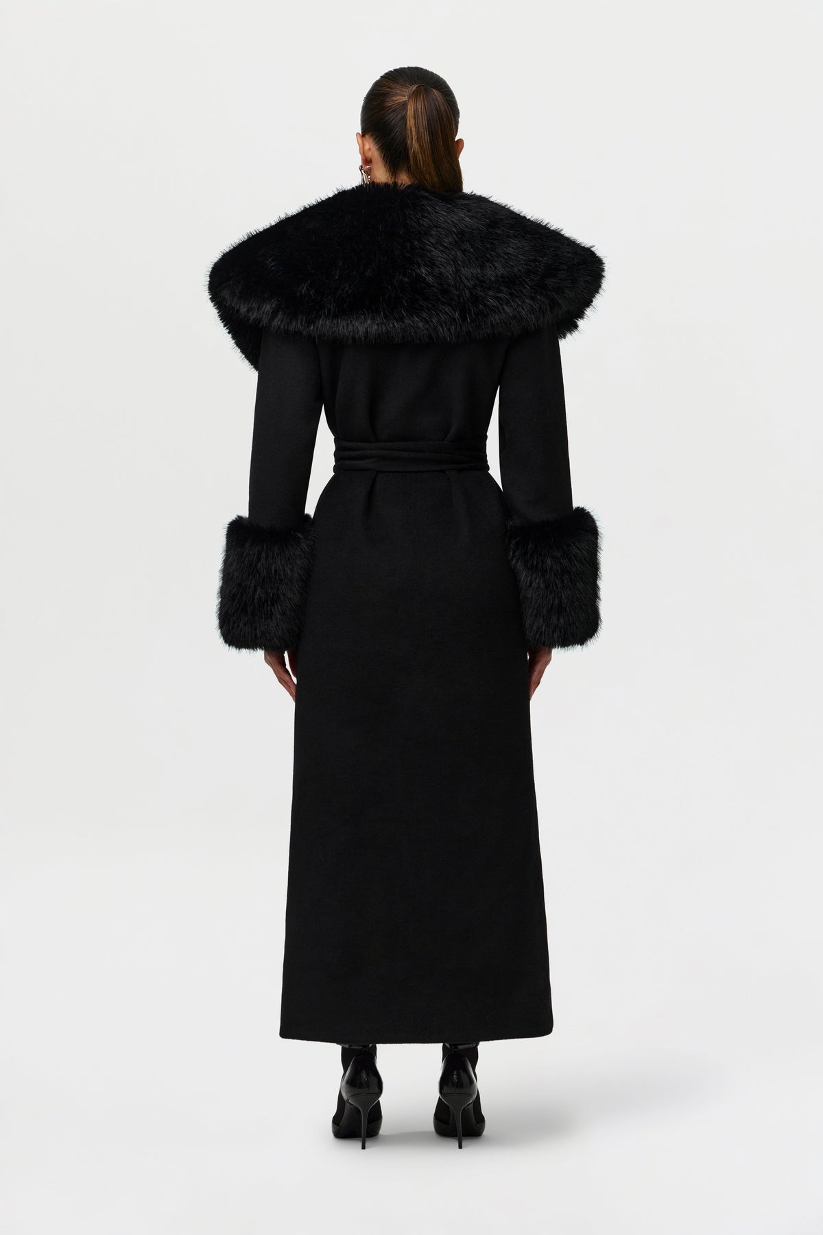 Faux Fur Collar Wool Coat